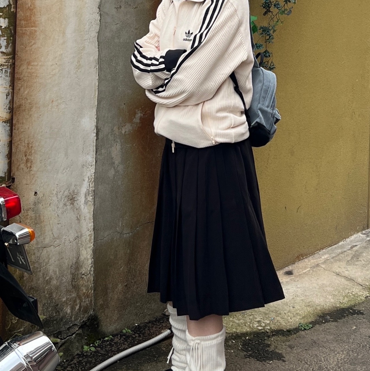 Adidas Waffle Beckenbauer Track Top Wonder White - KR Sizing 착용 스타일 - 3