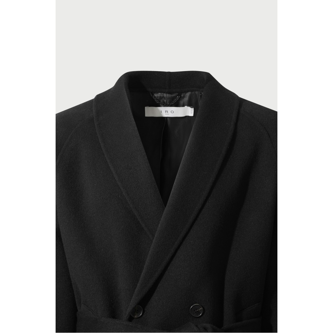 이로 샬 칼라 벨티드 코트 블랙(Iro Shawl Collar Belted Coat Black) - 4