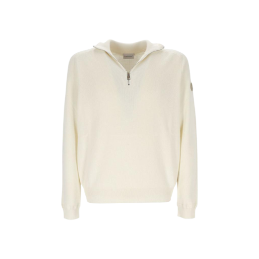 Moncler Logo Half Zip-Up Knit White - 24FW