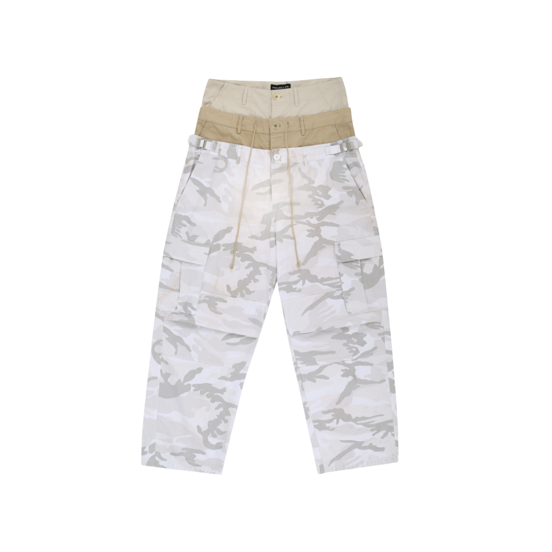 ★送料・関税込★Project G/R★3 Layerd Cargo Pants White★ Project GR 3 Layerd Cargo Pants - White Camo