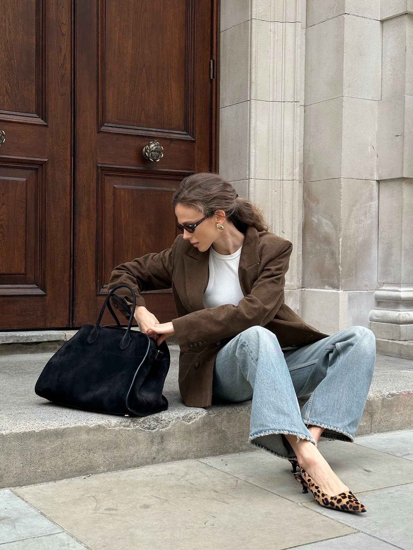 STU Women’s Suede Jacket Brown, Dunst Suede Leather Half Jacket Camel Suede 착용 스타일 - 3