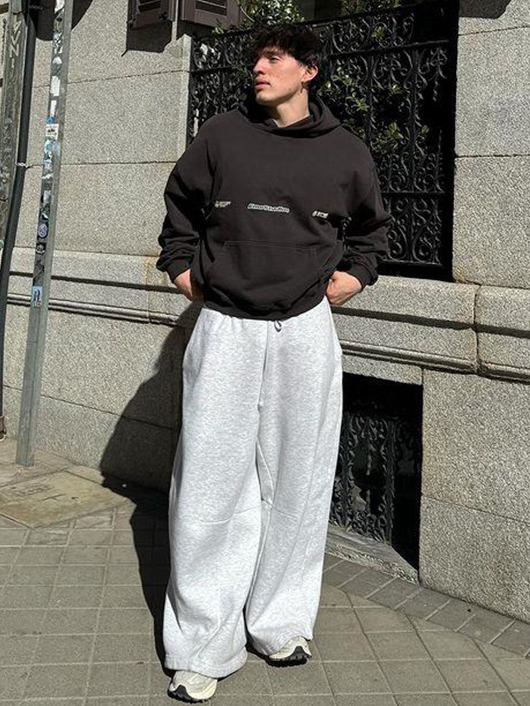 Customellow Relaxed Melange Sweat Pants Melange Gray, MJD Side Snap Wide C/P Heavy Sweat Pants Melange Grey 착용 스타일 - 3