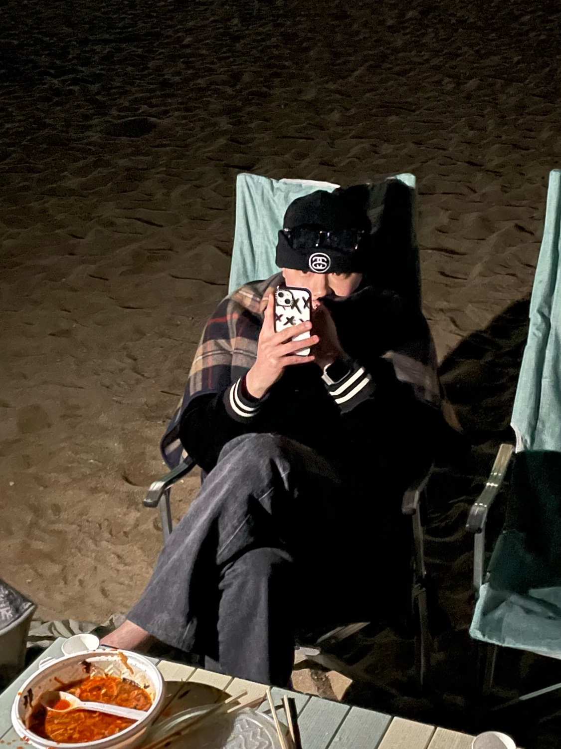 Stussy SS Link Cuff Beanie Black 착용 스타일 - 1