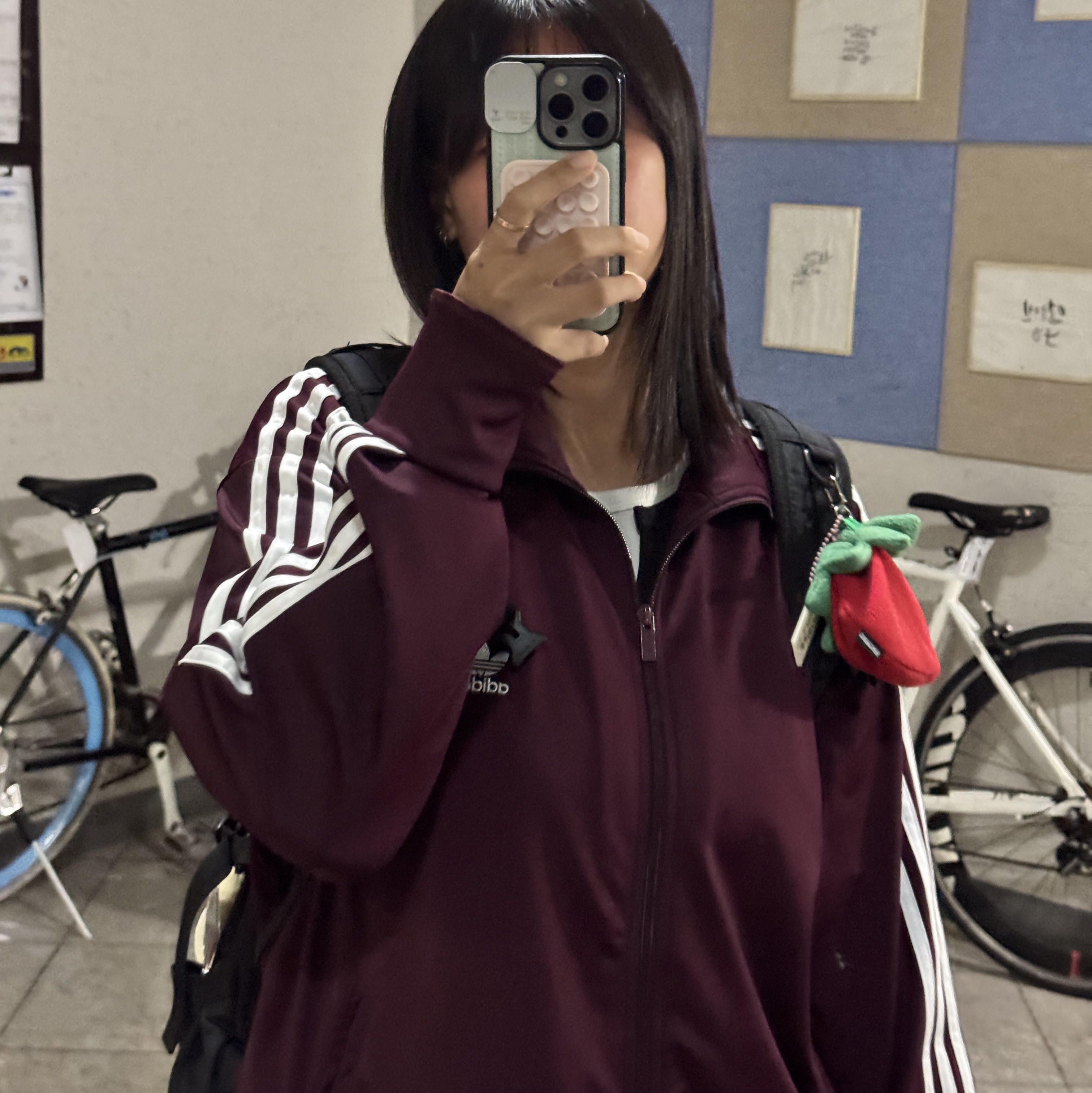 Adidas Adicolor Classic Firebird Track Top Maroon - KR Sizing 착용 스타일