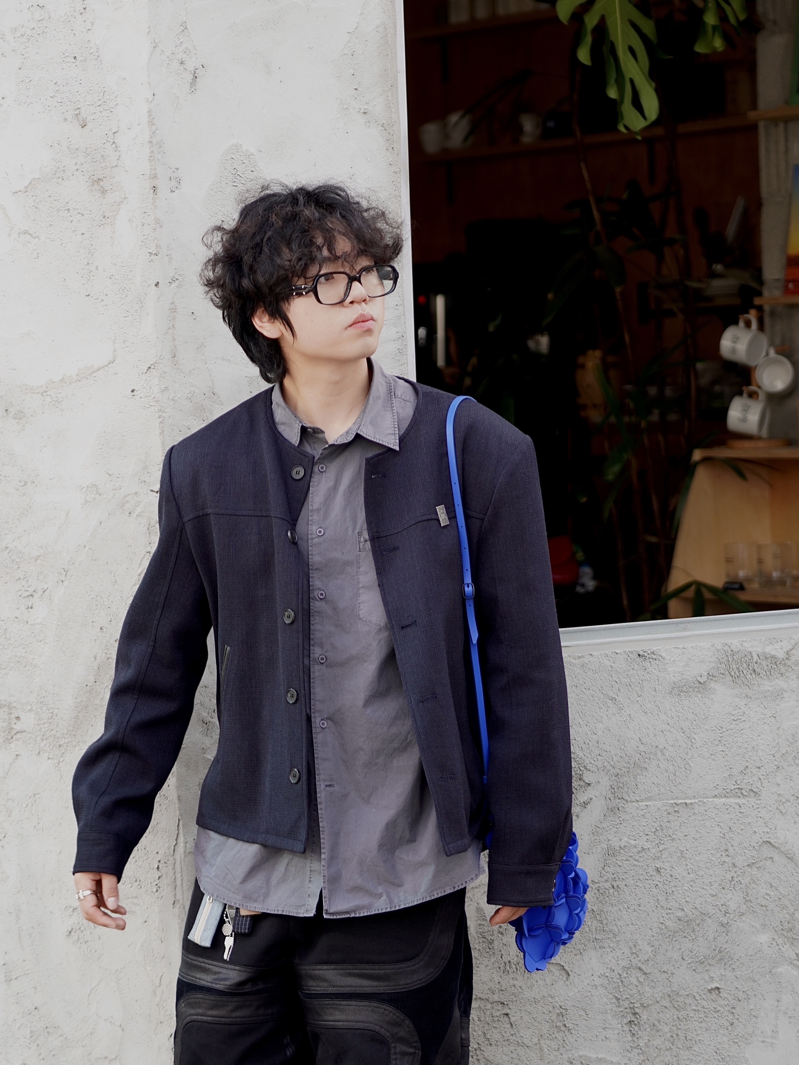 Haleine Round Neck 3D Wool Blazer Jacket Black, Gentle Monster x Maison Margiela MM114 Black Clear 착용 스타일 - 3