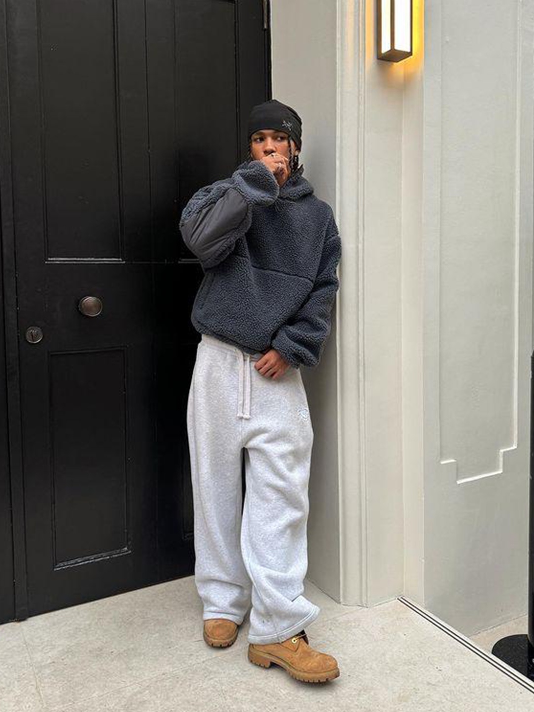 Customellow Relaxed Melange Sweat Pants Melange Gray, MJD Side Snap Wide C/P Heavy Sweat Pants Melange Grey 착용 스타일 - 2