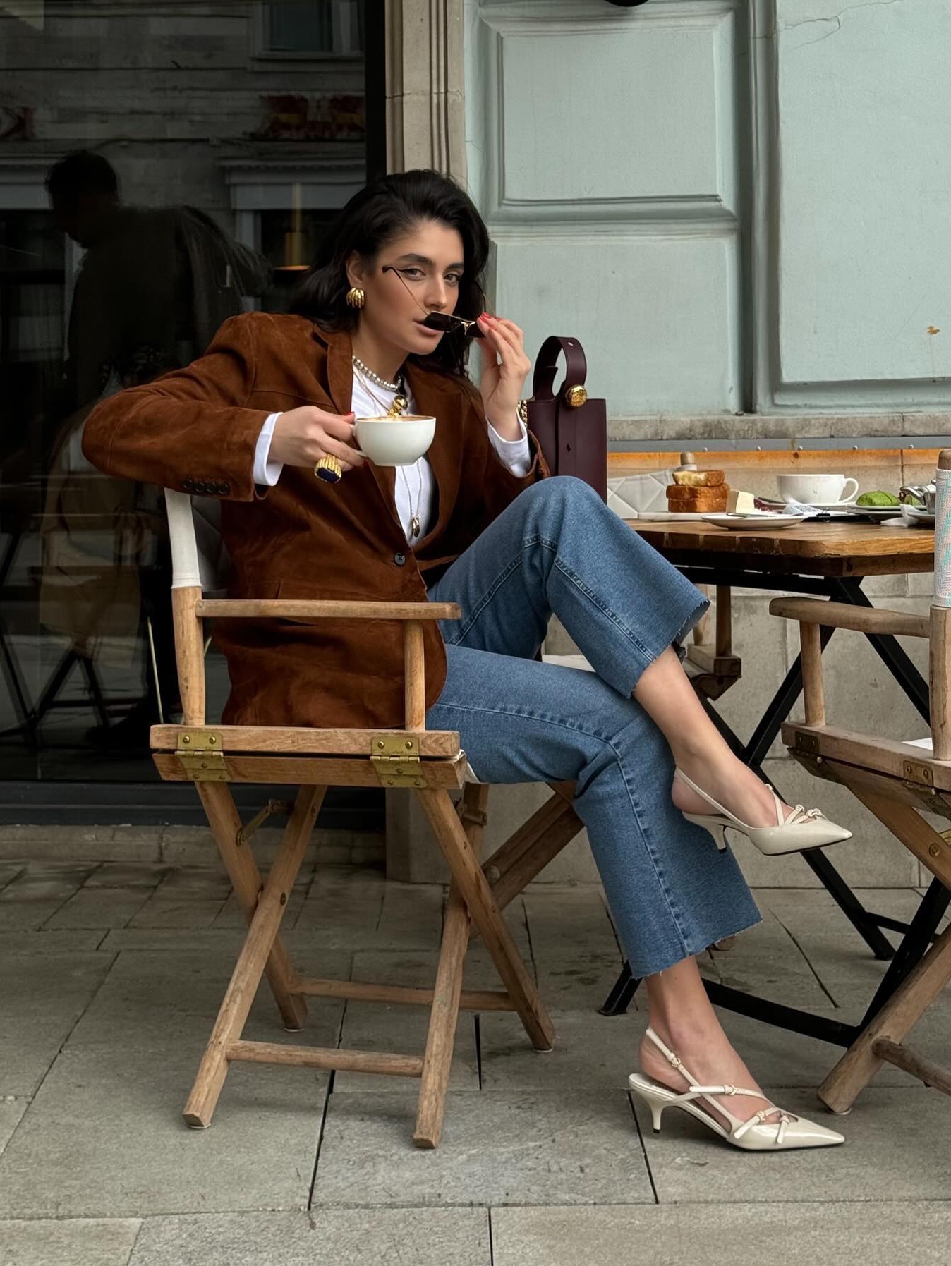 STU Women’s Suede Jacket Brown, Dunst Suede Leather Half Jacket Camel Suede 착용 스타일 - 5