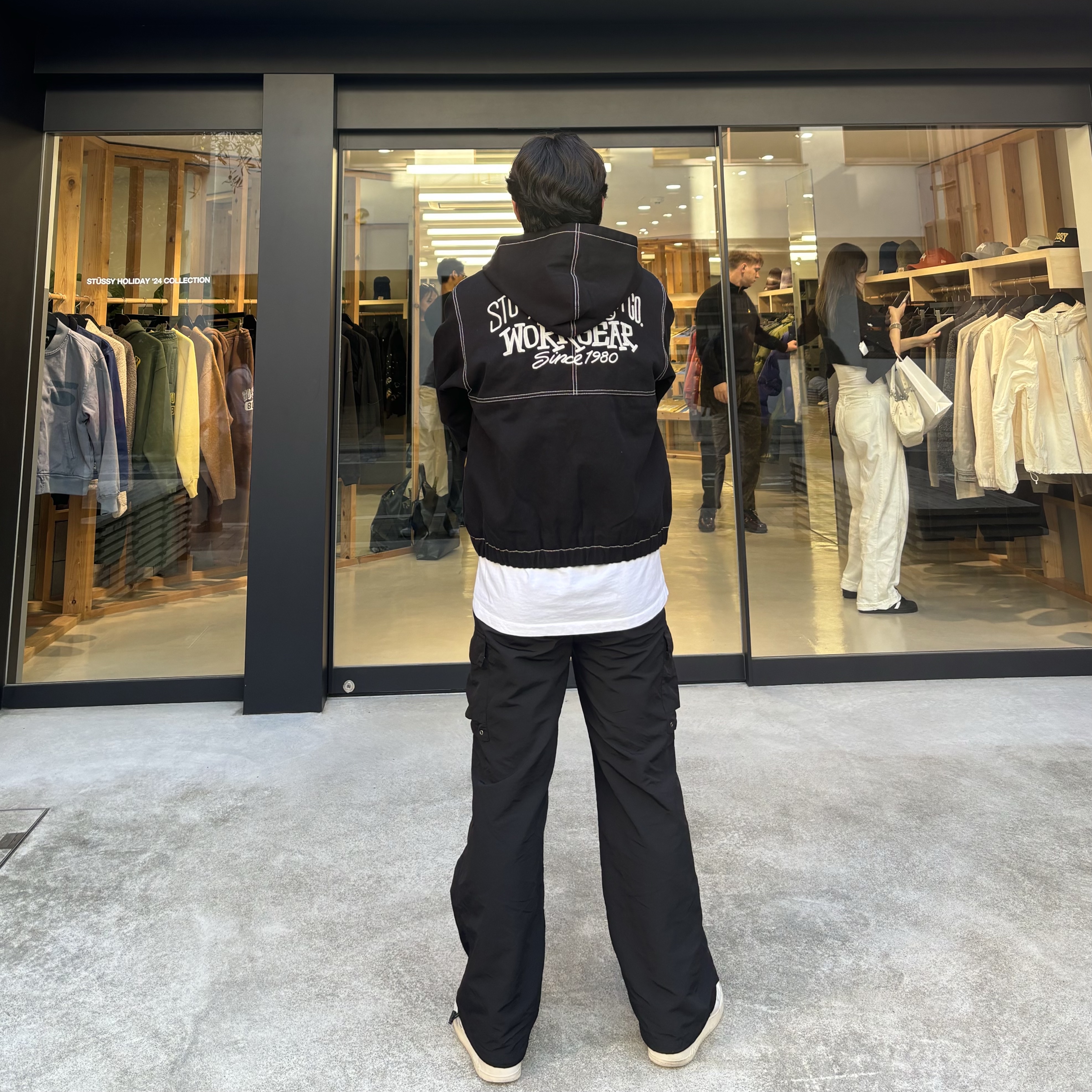 Stussy Work Jacket Contrast Stitch Black 착용 스타일