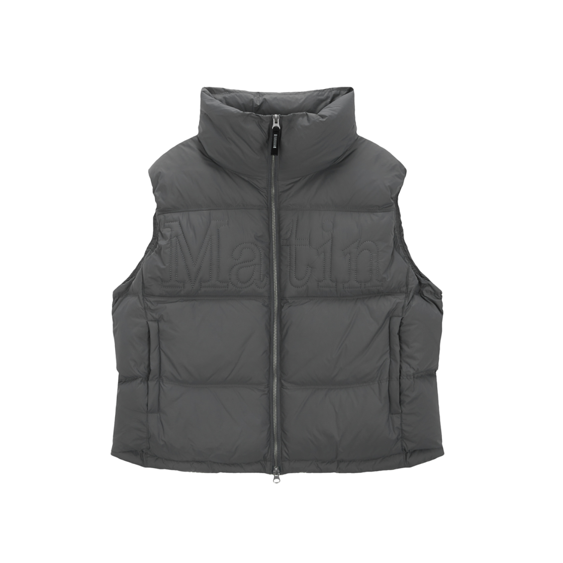 【MATIN KIM】BIG LOGO POINT DOWN VEST(WOMEN)★人気★追跡付 BIG LOGO POINT DOWN VEST FOR WOMEN IN SILVER – Matin Kim