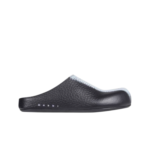 (W) Marni Paint Effect Leather Sabot Black