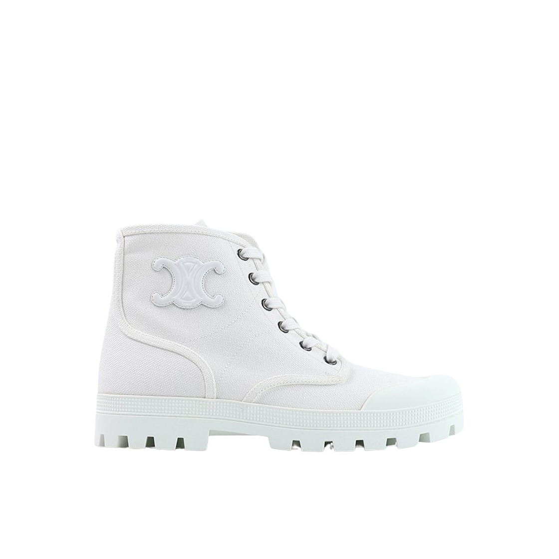 343142198C-01BC (W) Celine Patapans Lace Up Boot in Canvas White