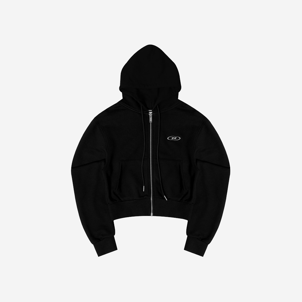 본투윈 크롬 B 크롭 집업 후드 블랙(BORN TO WIN Chrome B Crop Zip-Up Hoodie Black) - 2