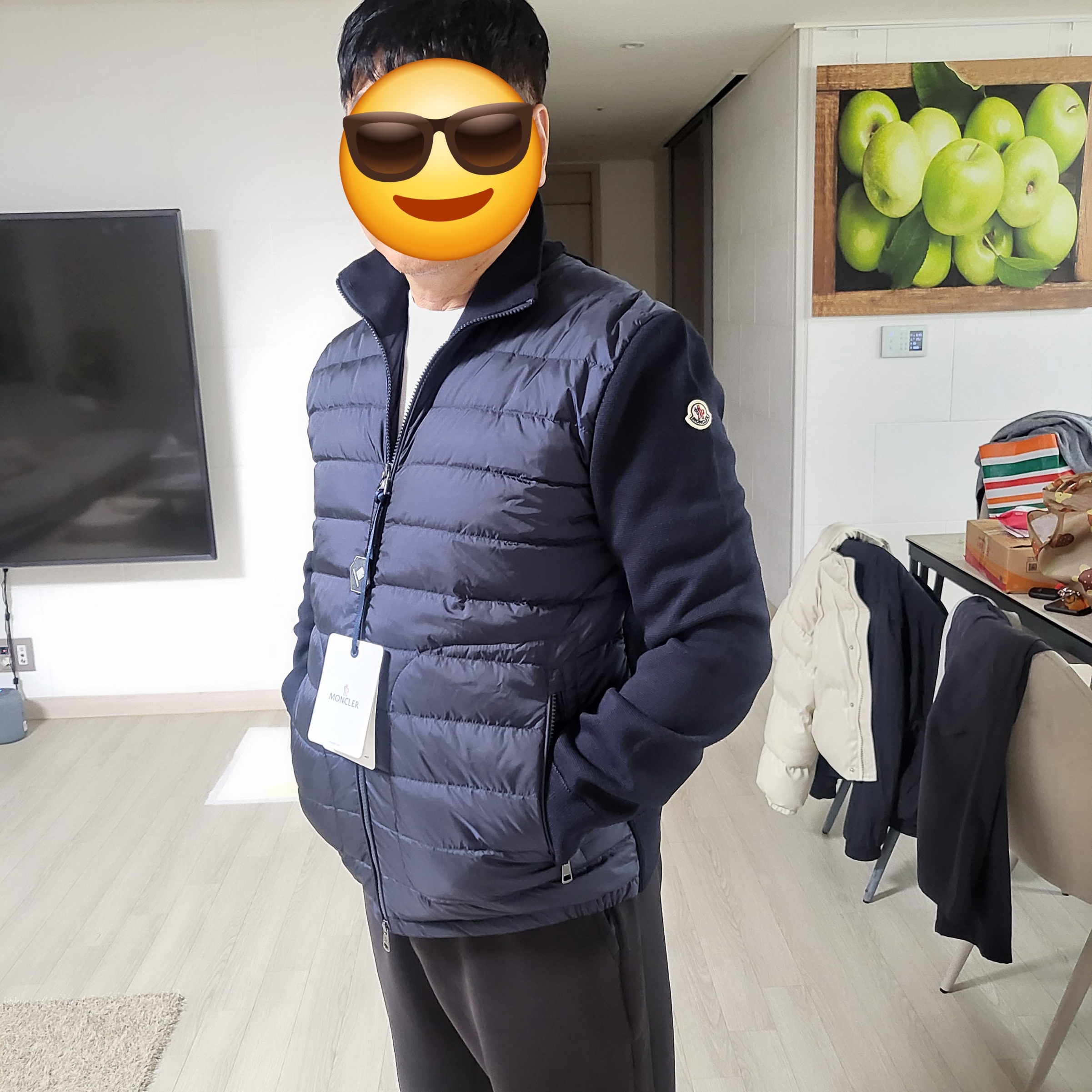 Moncler Padded Wool Cardigan Navy Blue - 24FW 착용 스타일
