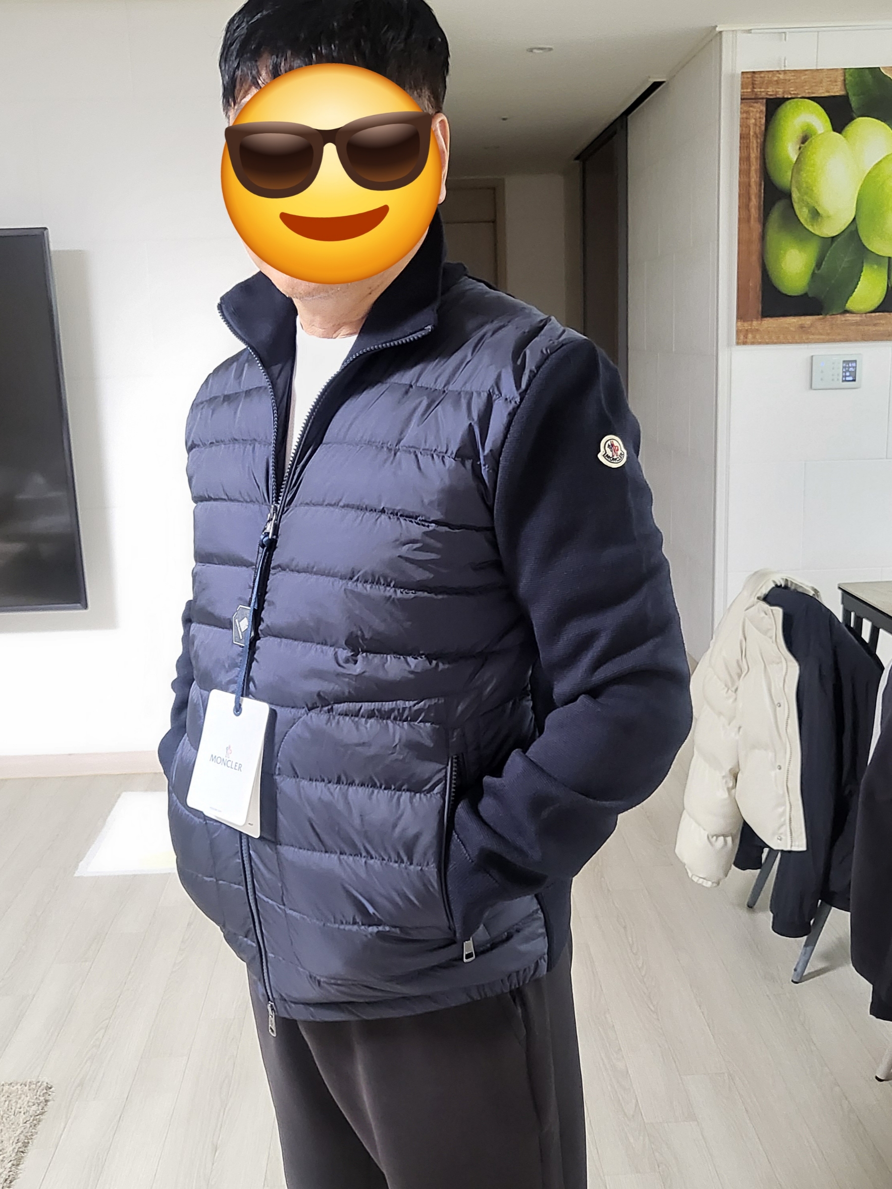 Moncler Padded Wool Cardigan Navy Blue - 24FW 착용 스타일 - 2