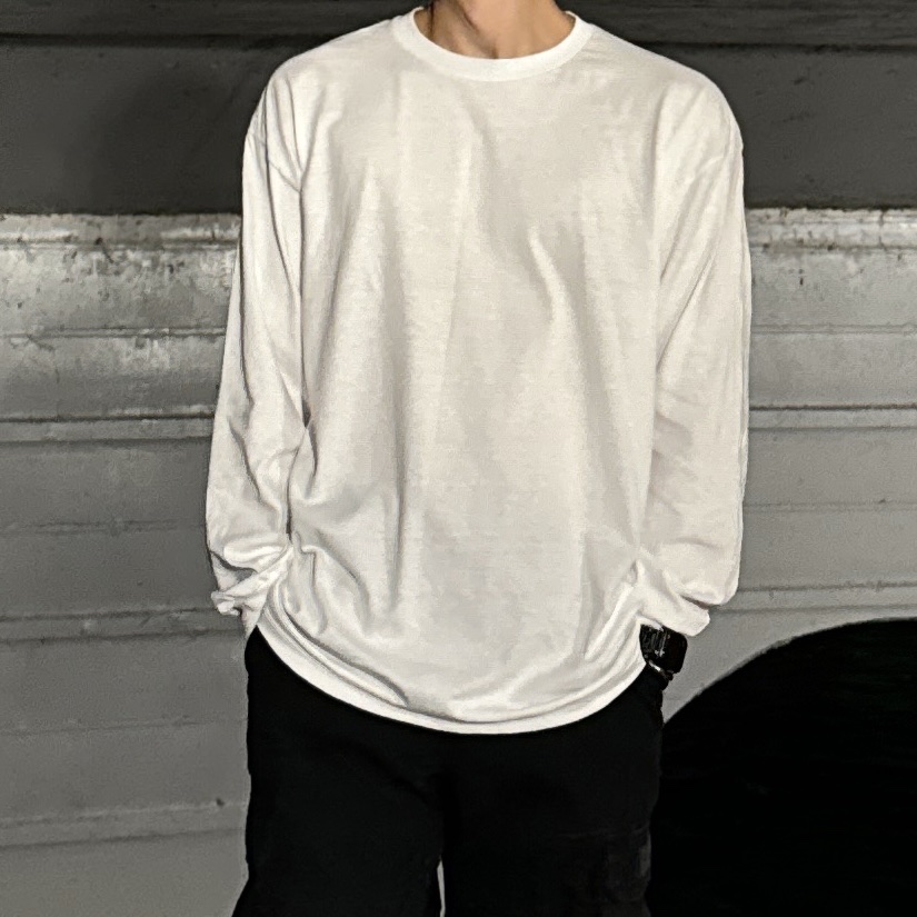 AAA Heavy Cotton 1304 Long Sleeve T-Shirt White Black (2Pack) 착용 스타일 - 2