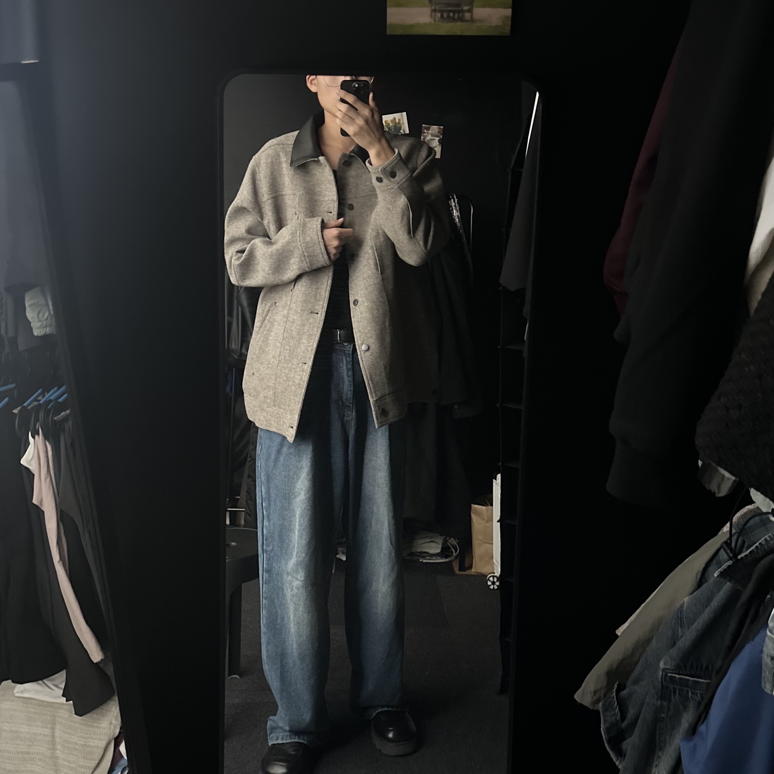 Haleine Half Wool Work Jacket Beige (VJ327) 착용 스타일 - 2