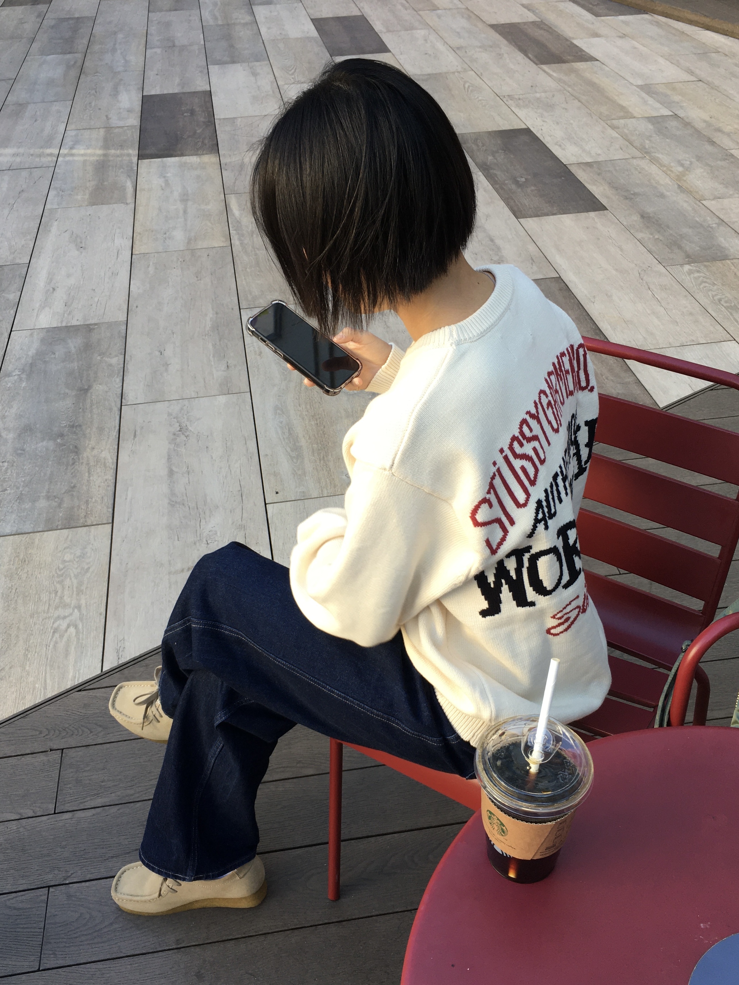 Stussy Authentic Workgear Sweater Natural 착용 스타일
