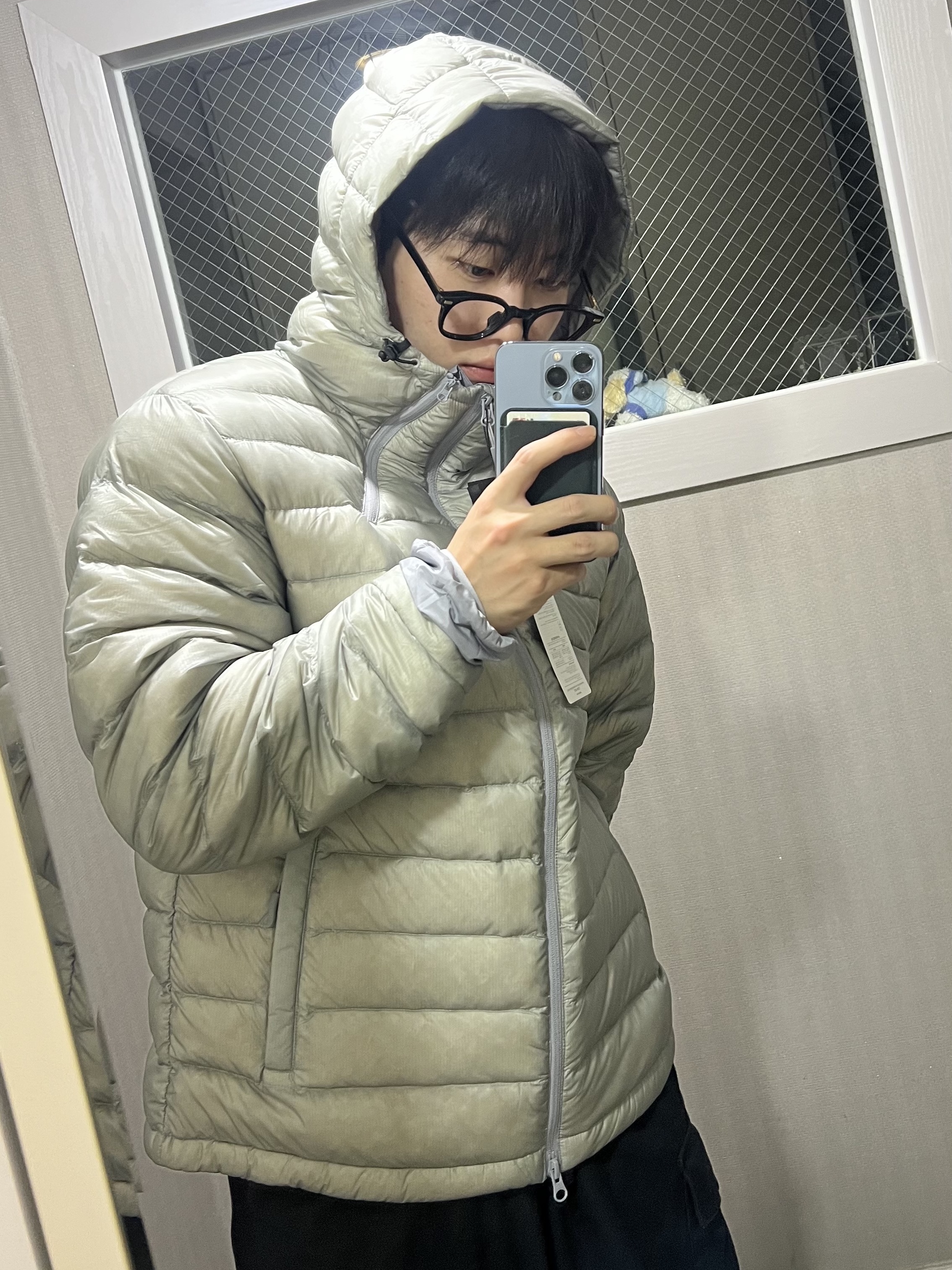 Sansan Gear Suffix Puffer Jacket Grey - 24FW 착용 스타일
