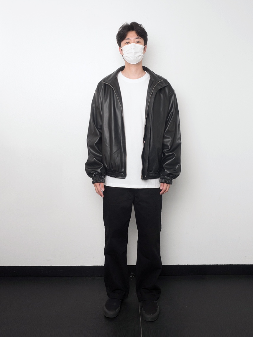 QT8 Garments TL Synthetic Leather Hidden Jacket Black 착용 스타일 - 1