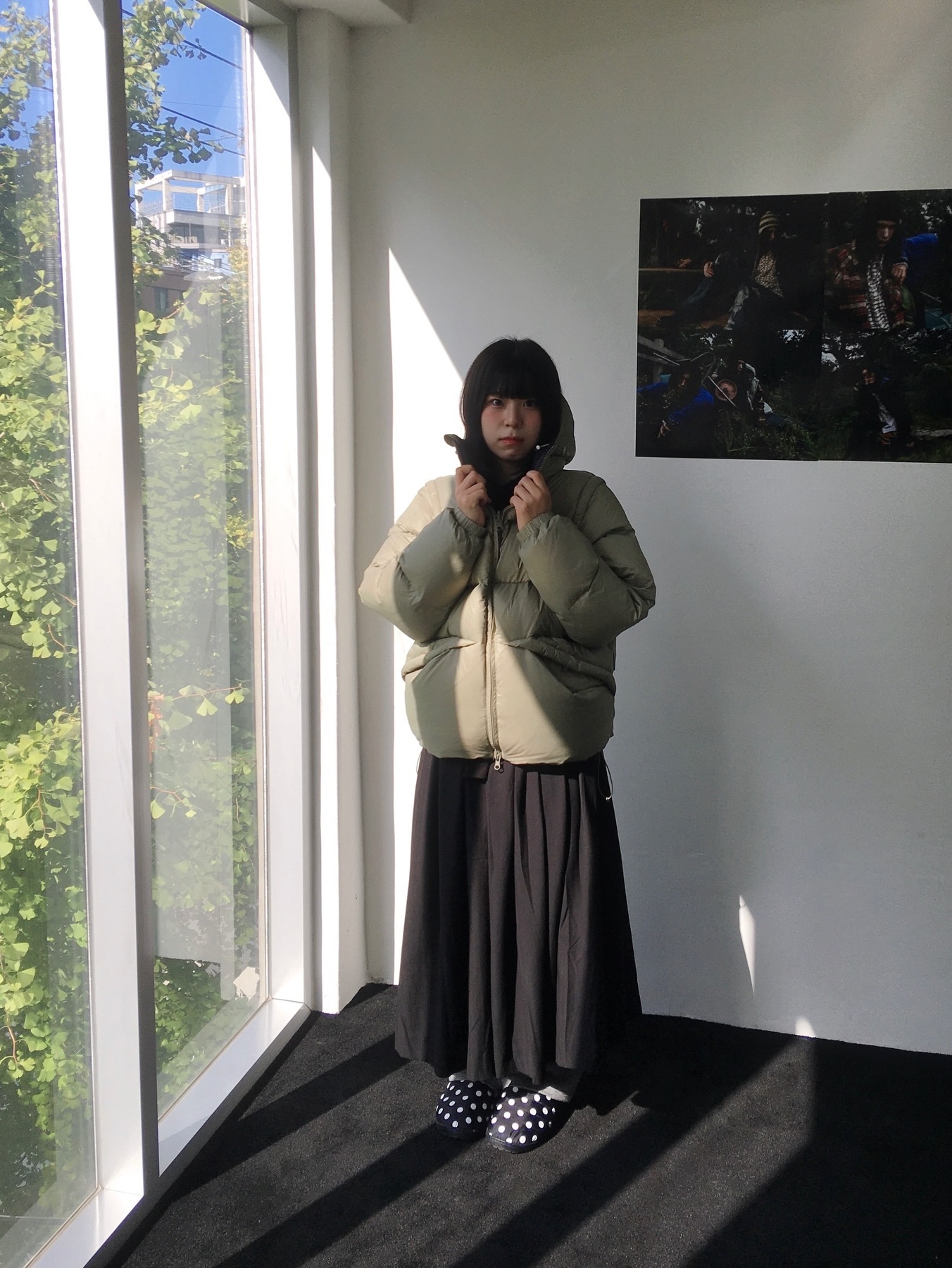 Thevinylhouse Reversible Padded Jacket Black, Thevinylhouse Reversible Padded Jacket Sand 착용 스타일