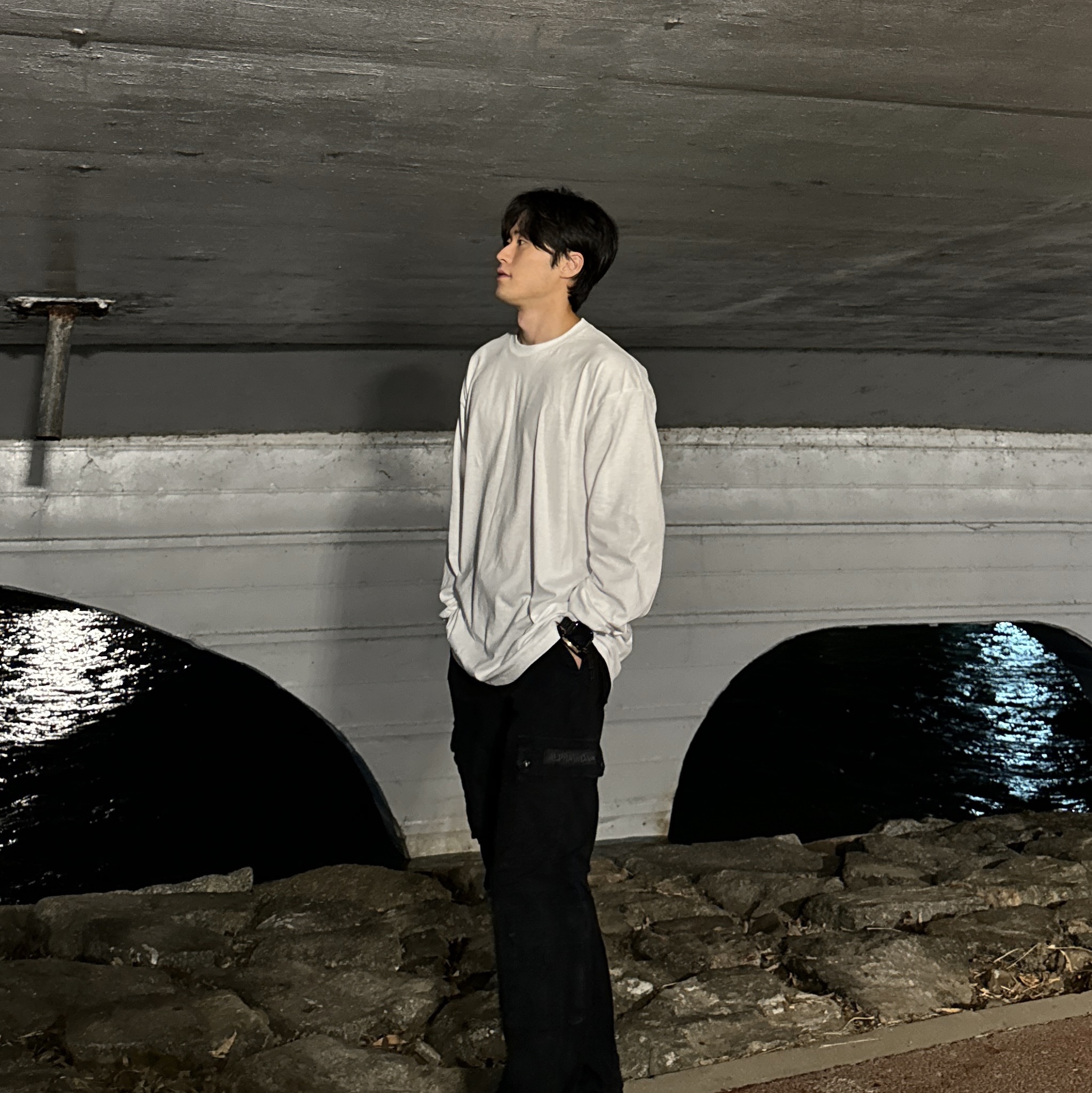 AAA Heavy Cotton 1304 Long Sleeve T-Shirt White Black (2Pack) 착용 스타일 - 3