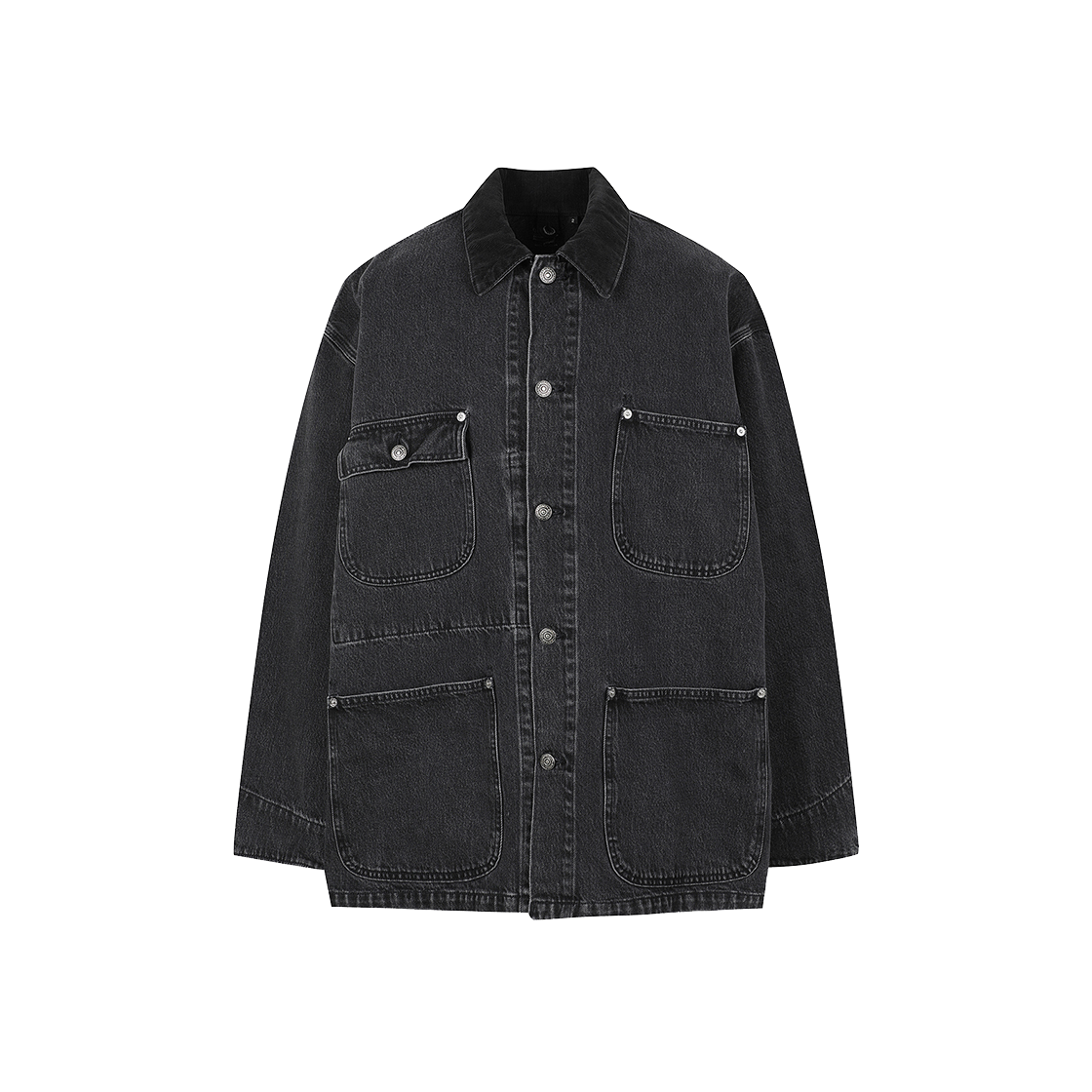 오어슬로우 릴렉스핏 커버올 블랙 데님 스톤 - 24FW(Orslow Relax Fit Coverall Black Denim Stone - 24FW)