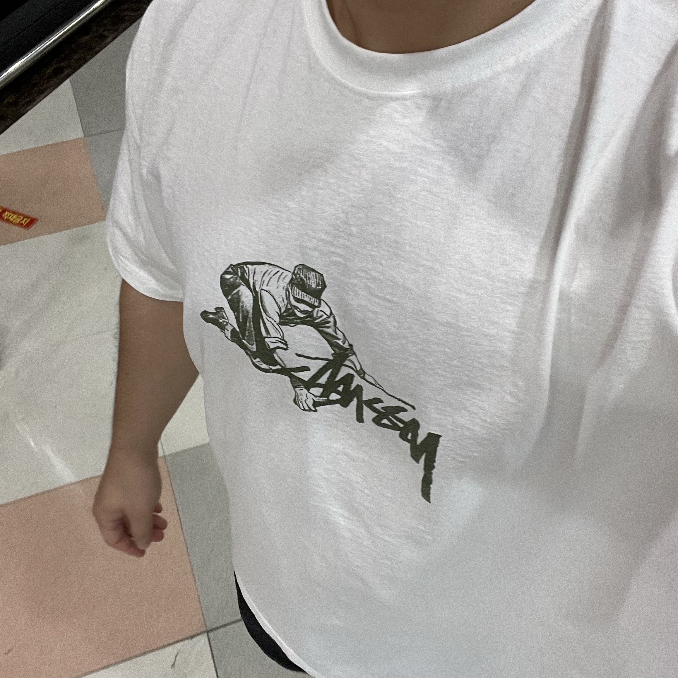 Stussy Worker T-Shirt White 착용 스타일