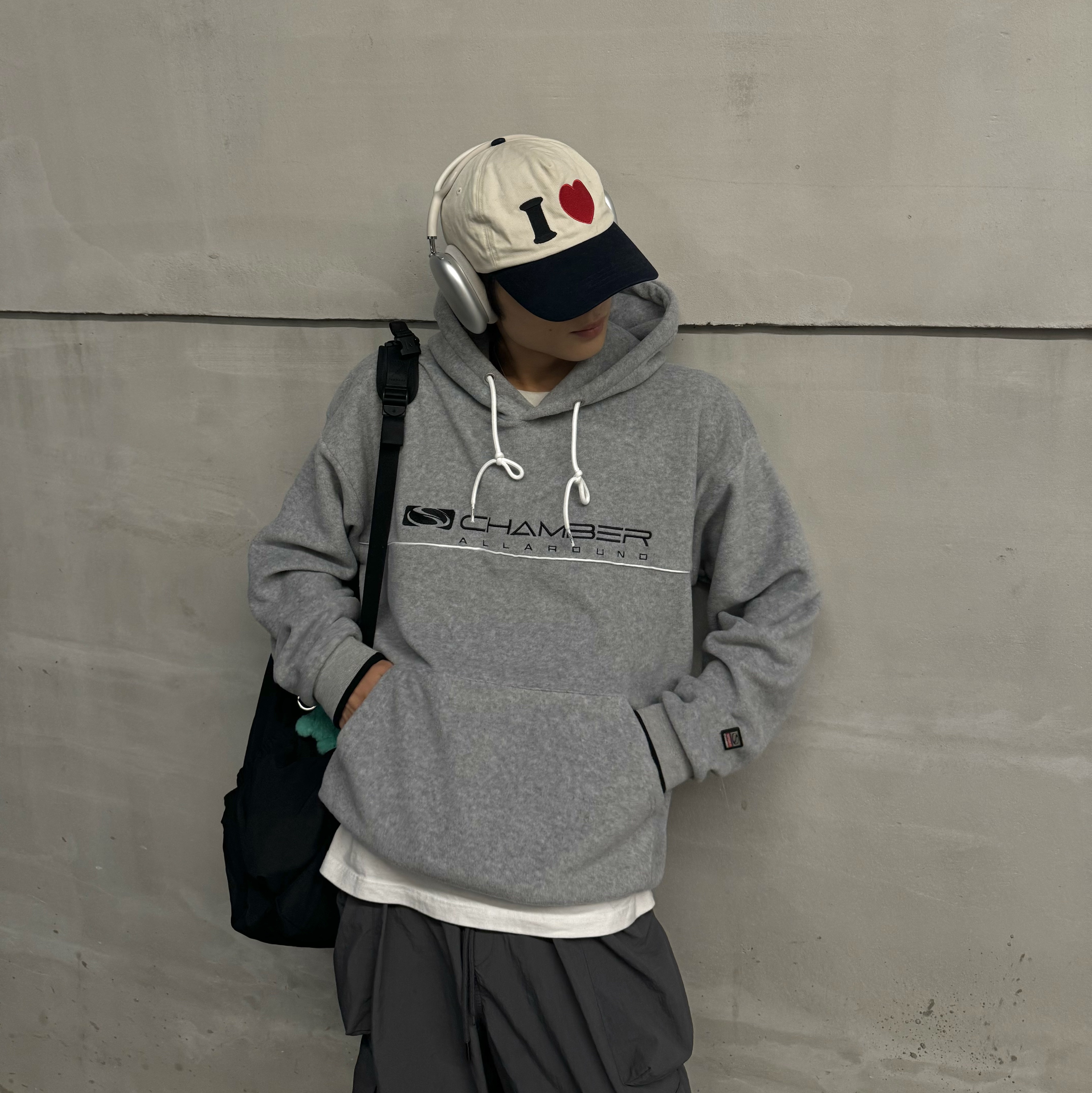 SPORT CHAMBER SC Flash Fleece Hoodie T-Shirt Gray 착용 스타일 - 1