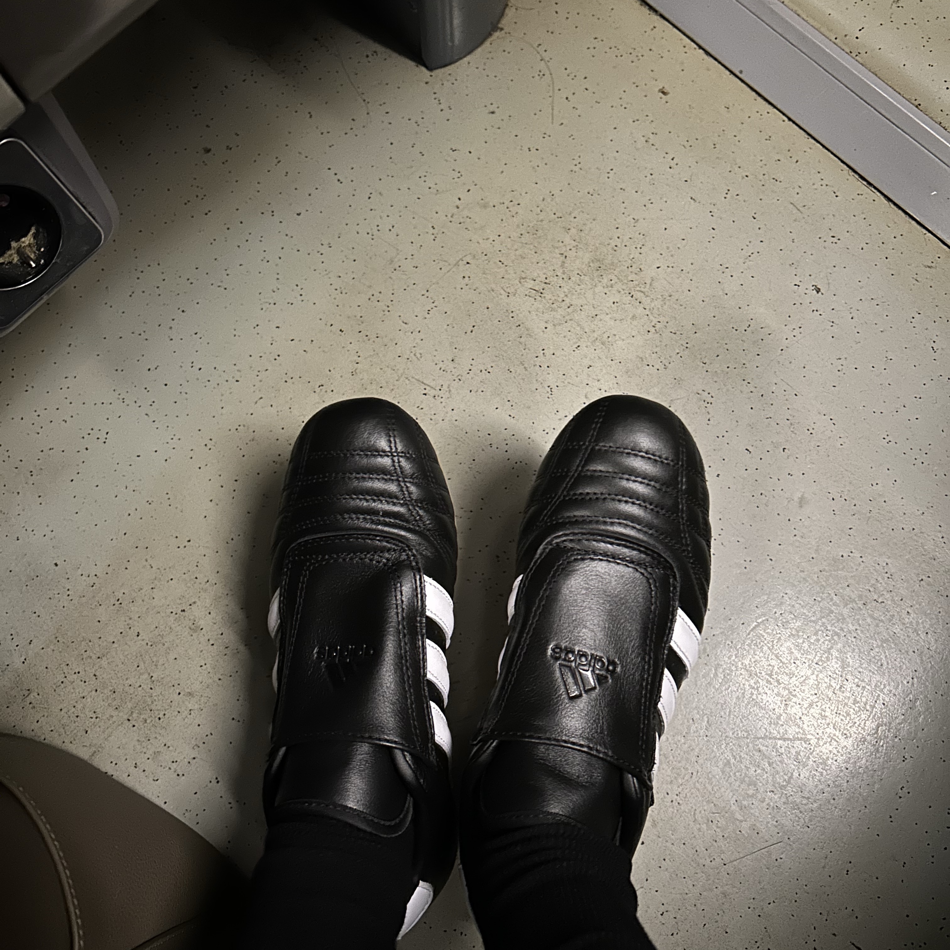 (W) Adidas Taekwondo Core Black Cloud White 착용 스타일 - 2