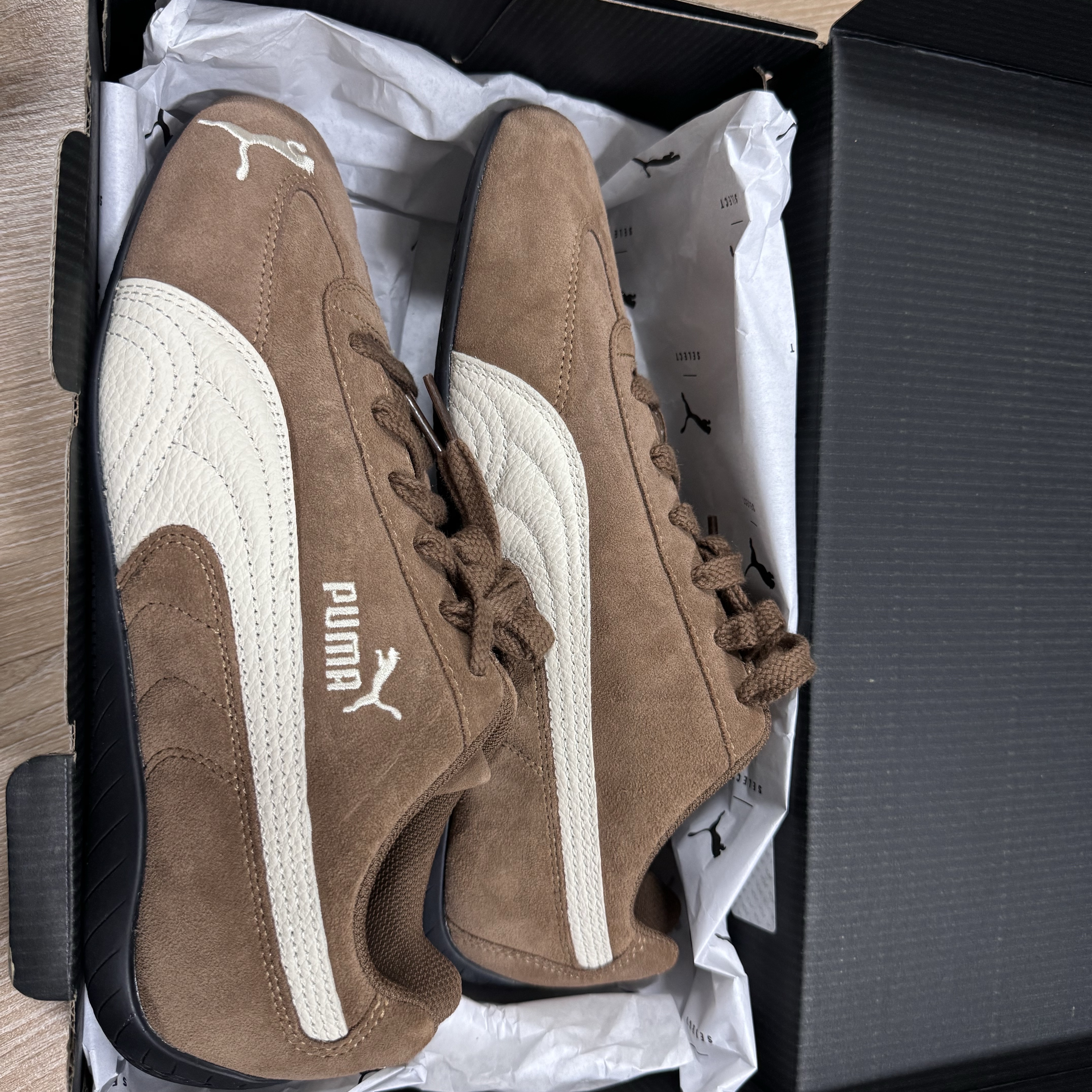 Puma Speedcat Archive Haute Coffee Frosted Ivory 착용 스타일 - 3