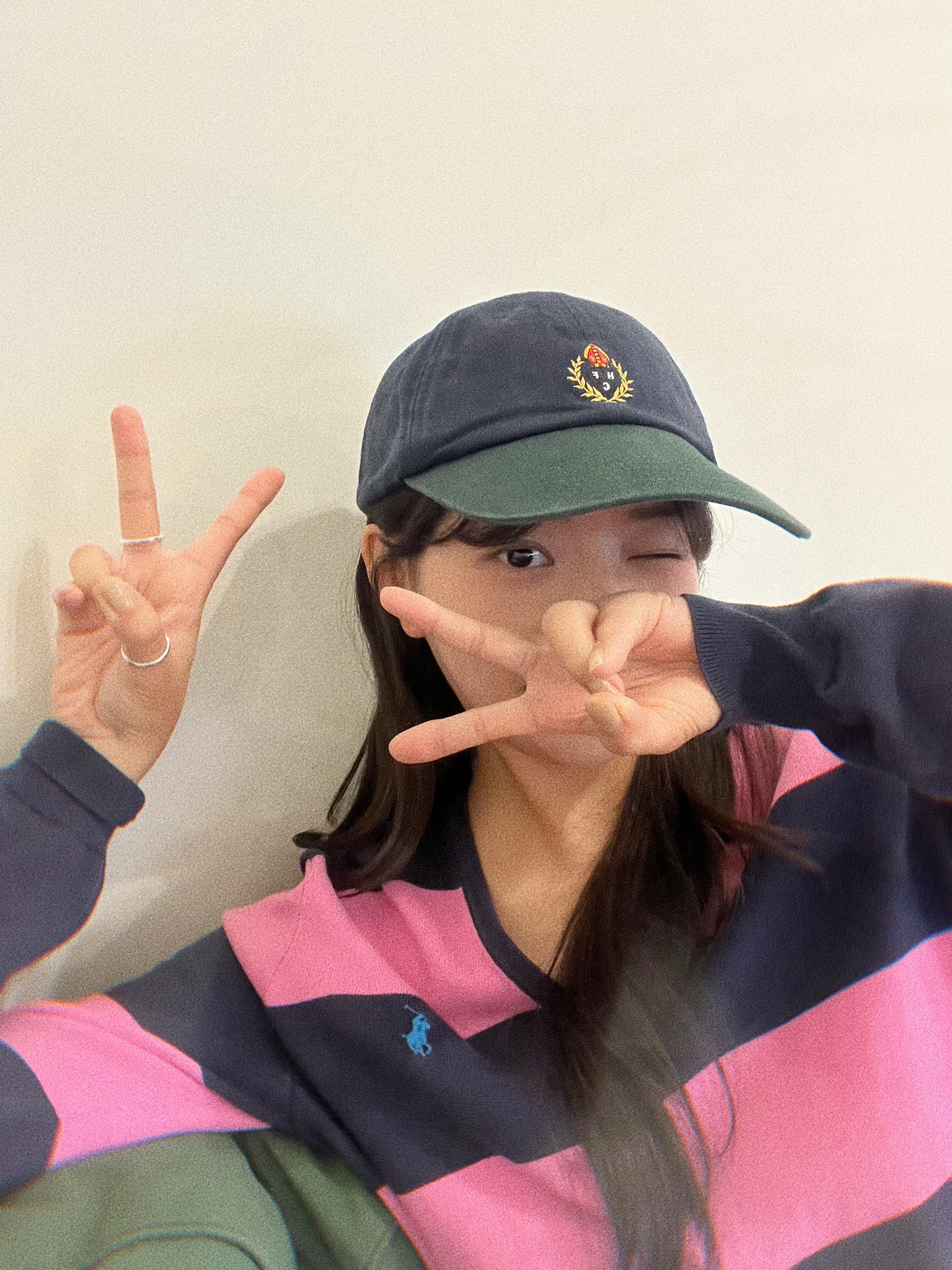 Heritage Floss Crest Twill Vintage Washed Cap Black 착용 스타일 - 2
