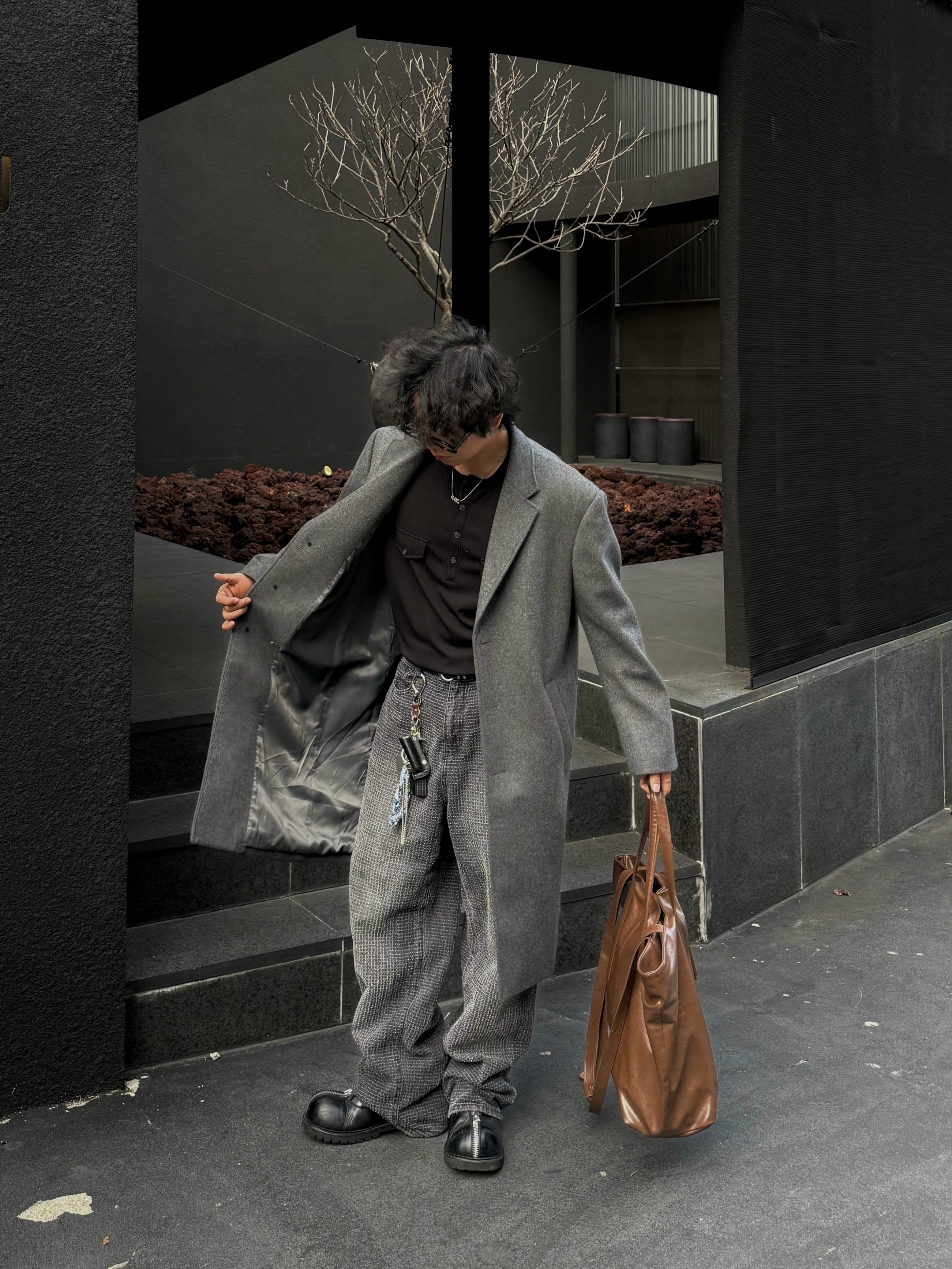 Gentle Monster x Maison Margiela MM114 Black Clear, Hono Report Twin Flowers Necklace 착용 스타일 - 2