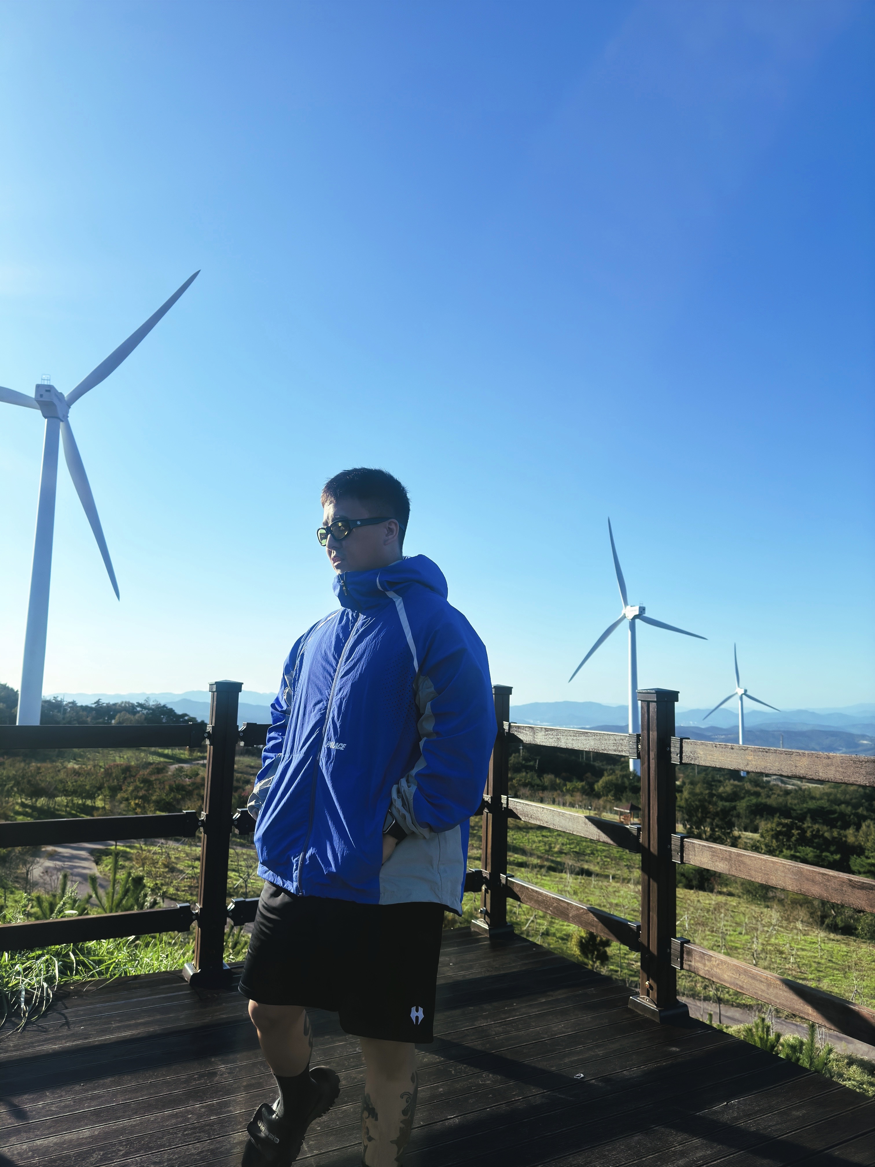 Palace Ventilation System Jacket Blue - 24FW, Stussy Landon Sunglasses Black Yellow Lens 착용 스타일 - 1