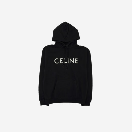Celine Loose Hoodie in Cotton Fleece Black White