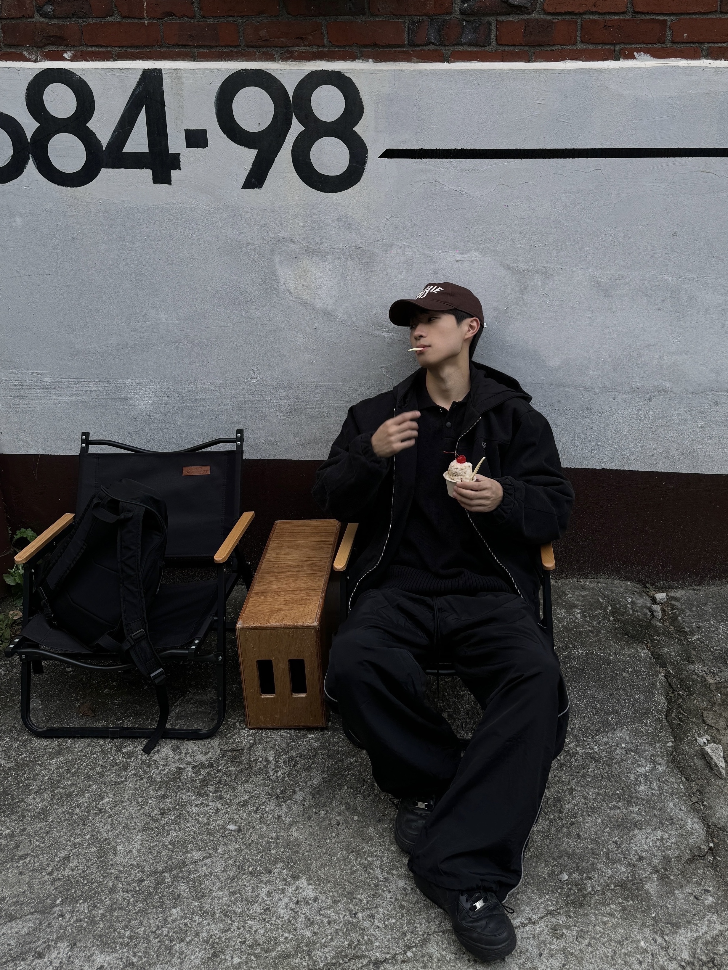 Polyteru Human Index Index Track Pants Black/White 착용 스타일 - 3