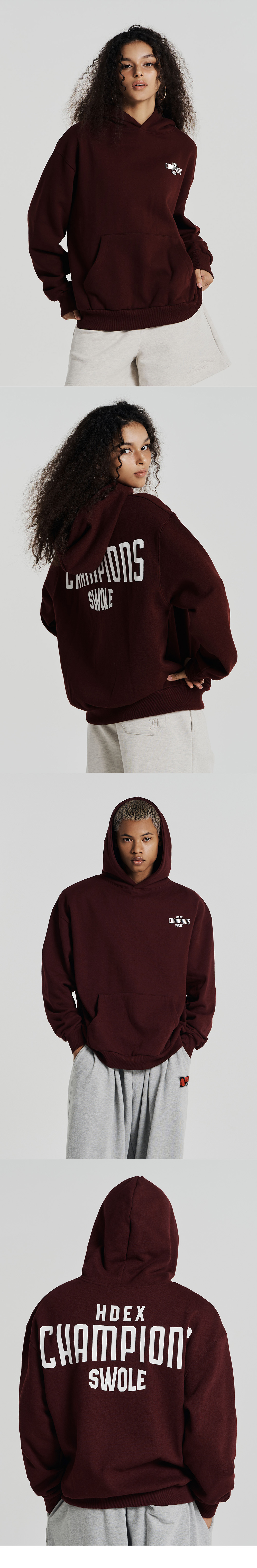 에이치덱스 챔피언스 기모 후디 레드 브릭 HDEX KREAM