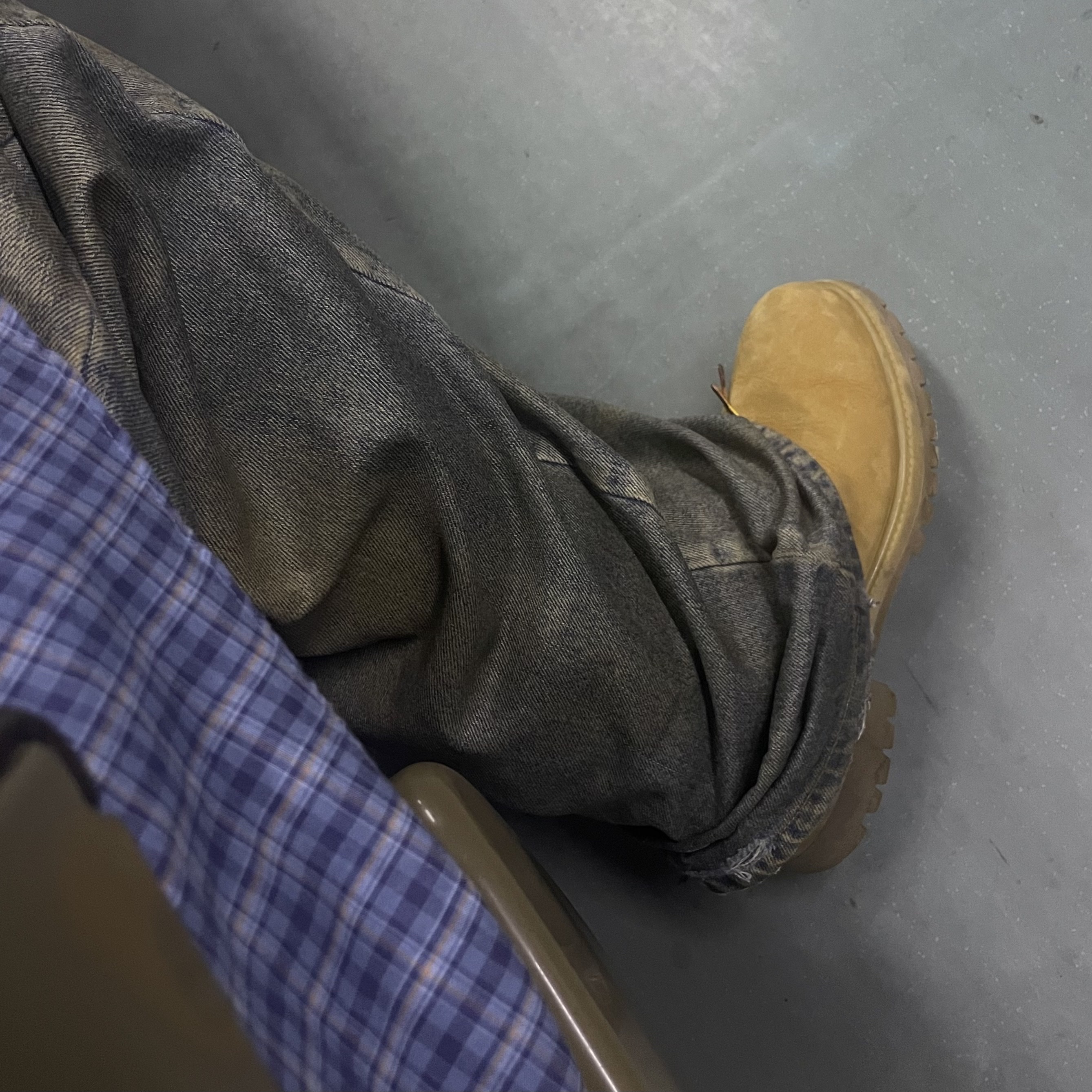 Project G/R Coated Backward Denim Pants Blue, Timberland Premium 6 inch Waterproof Boot Wheat Nubuck - Wide 착용 스타일 - 2