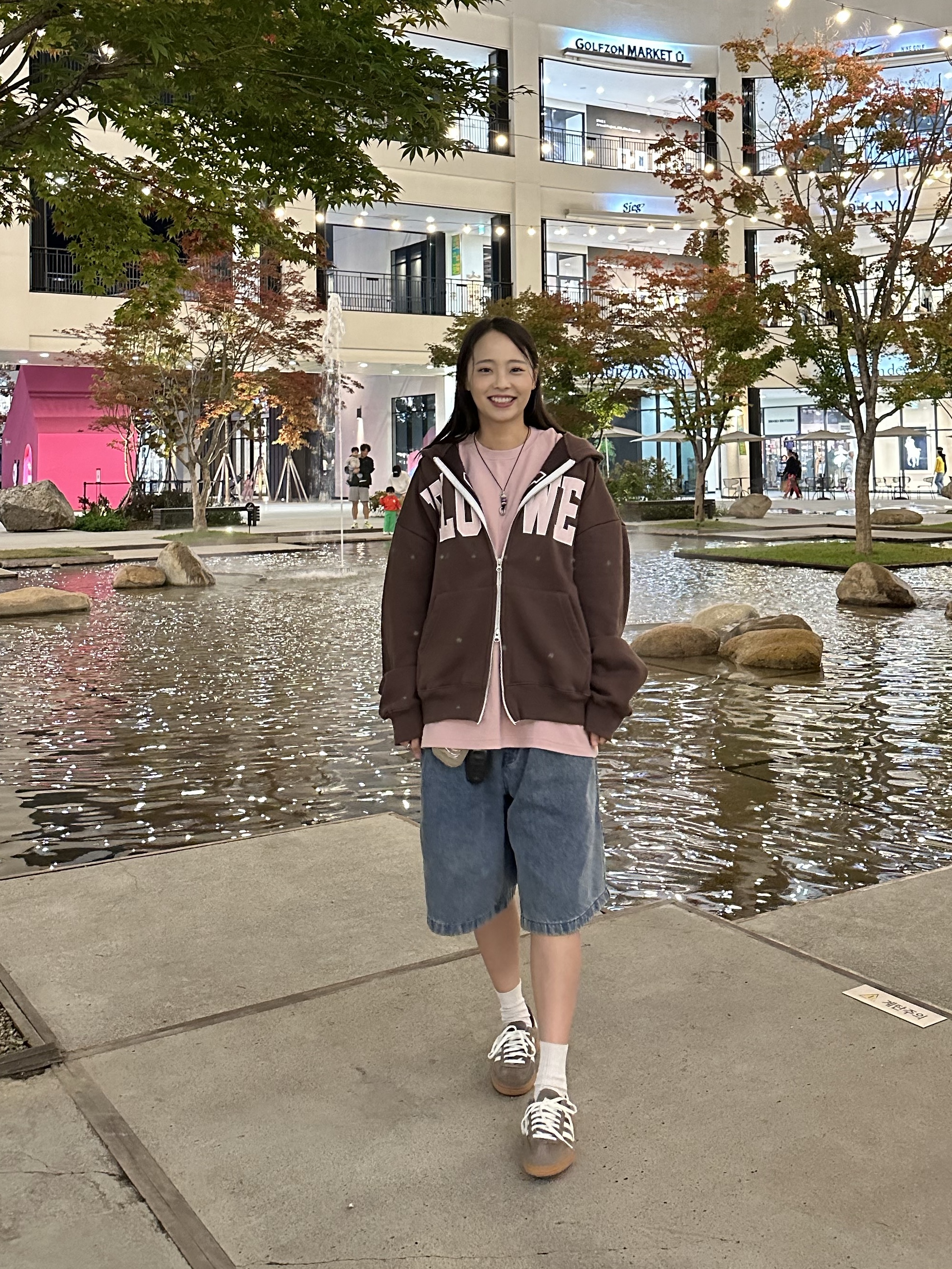 (W) Adidas Spezial Handball Earth Strata Off White, YOUCHE AR O-Ring Necklace 001 Purple 착용 스타일 - 2