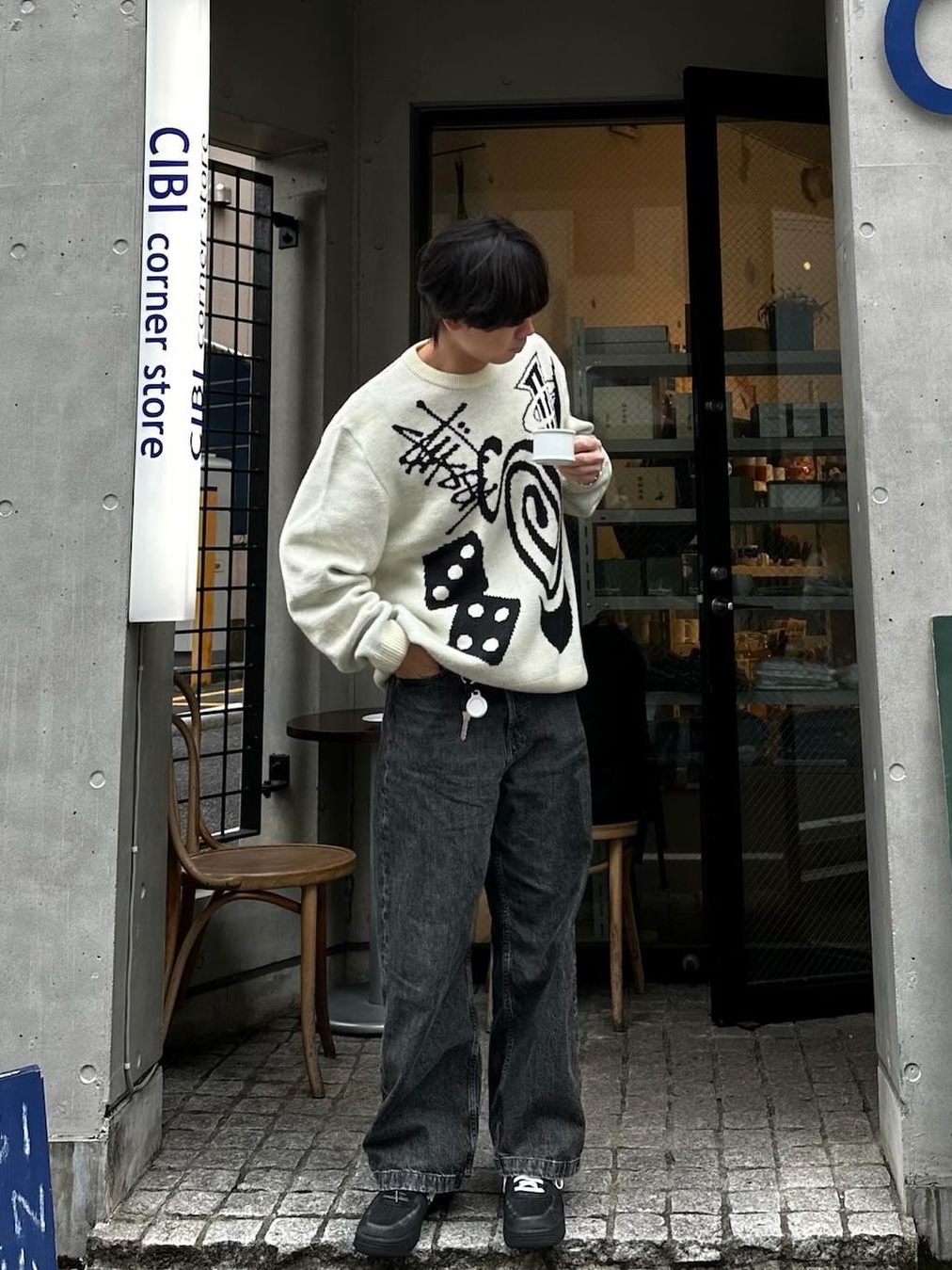 Nike x Stussy NRG LS Knit Sweater Fossil (DR2893-238) 착용 스타일 - 1