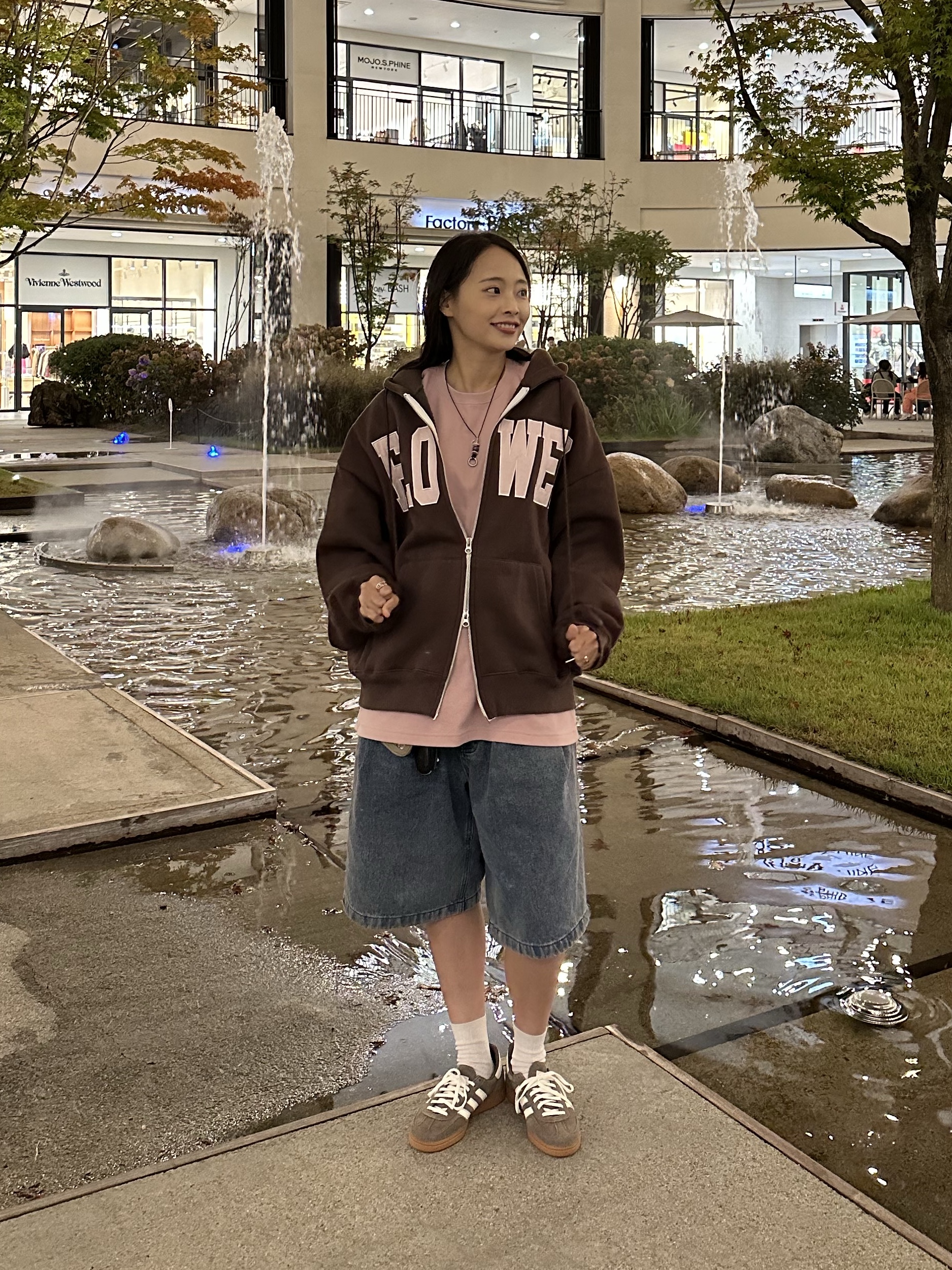 (W) Adidas Spezial Handball Earth Strata Off White, YOUCHE AR O-Ring Necklace 001 Purple 착용 스타일 - 4