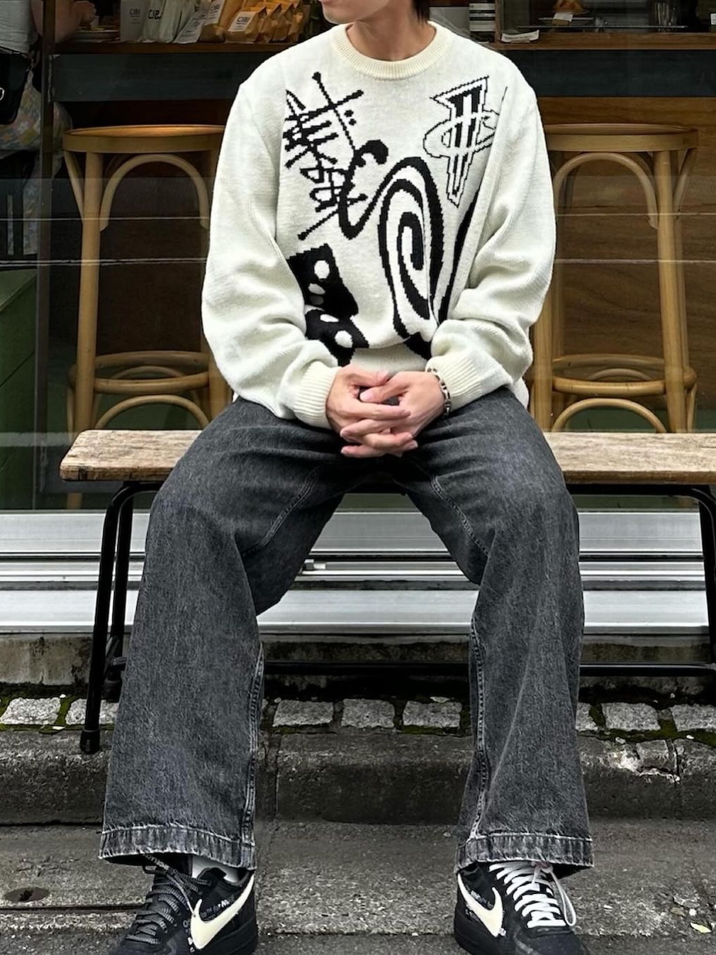Nike x Stussy NRG LS Knit Sweater Fossil (DR2893-238) 착용 스타일 - 5