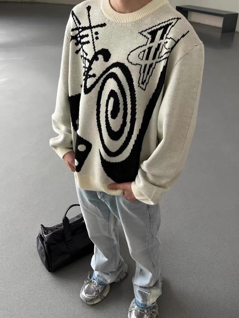 Nike x Stussy NRG LS Knit Sweater Fossil (DR2893-238) 착용 스타일 - 6