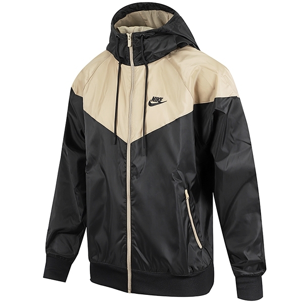 Nike NSW Windrunner Hooded Jacket Black Khaki - Asia 착용 스타일 - 1