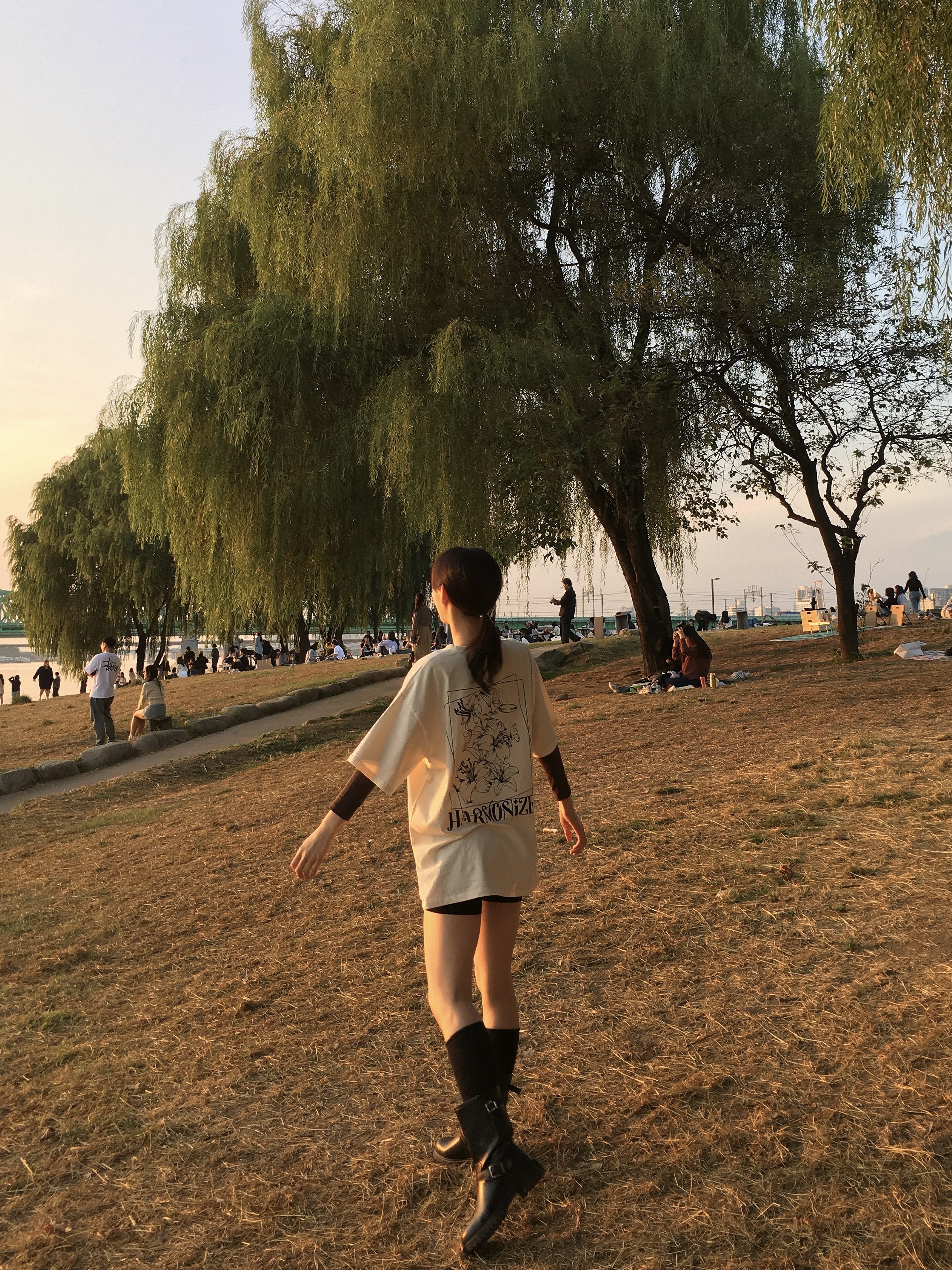 DVAN Harmonized Half Sleeve T-Shirt Beige 착용 스타일 - 2