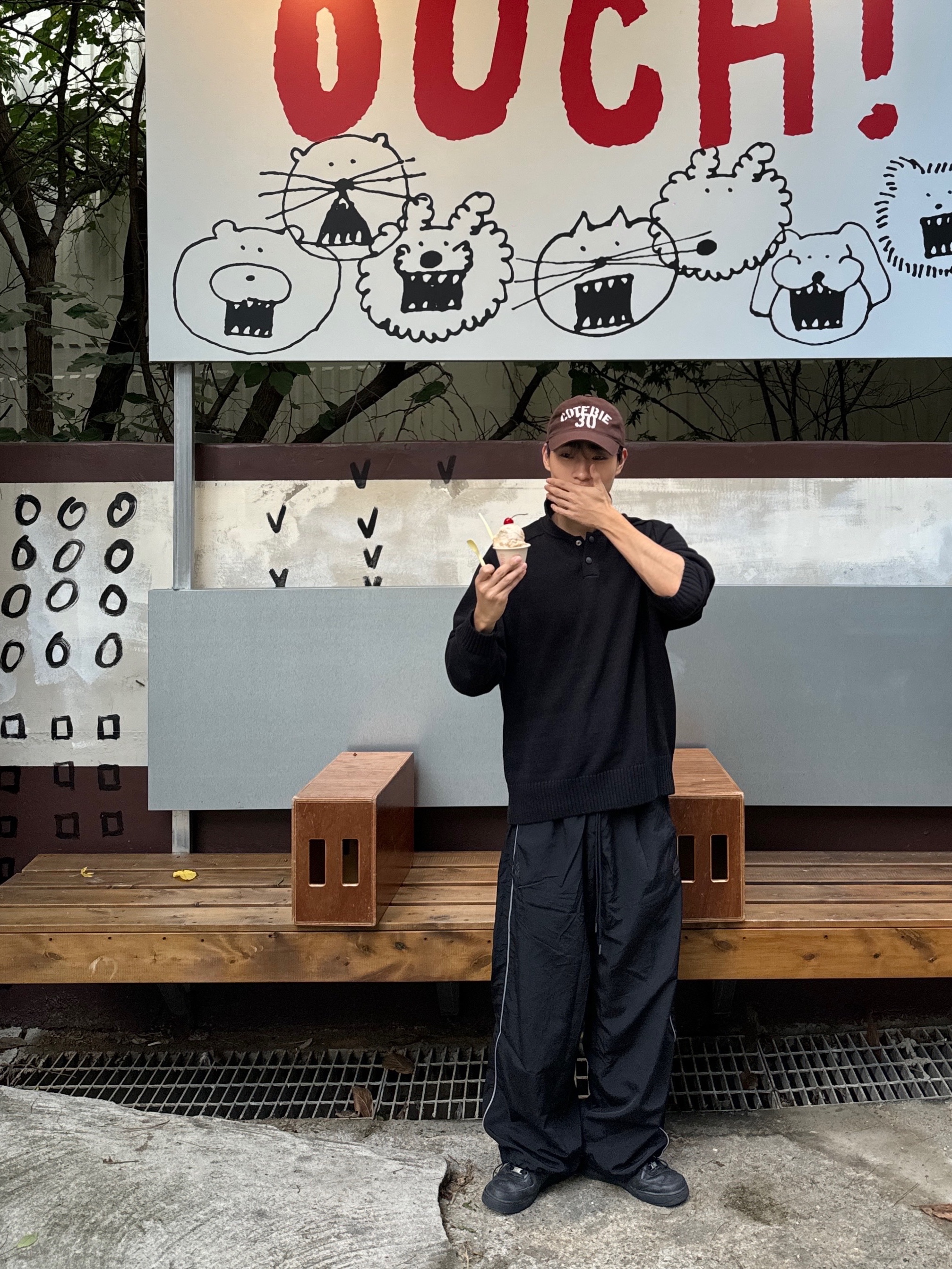 Polyteru Human Index Index Track Pants Black/White 착용 스타일 - 5