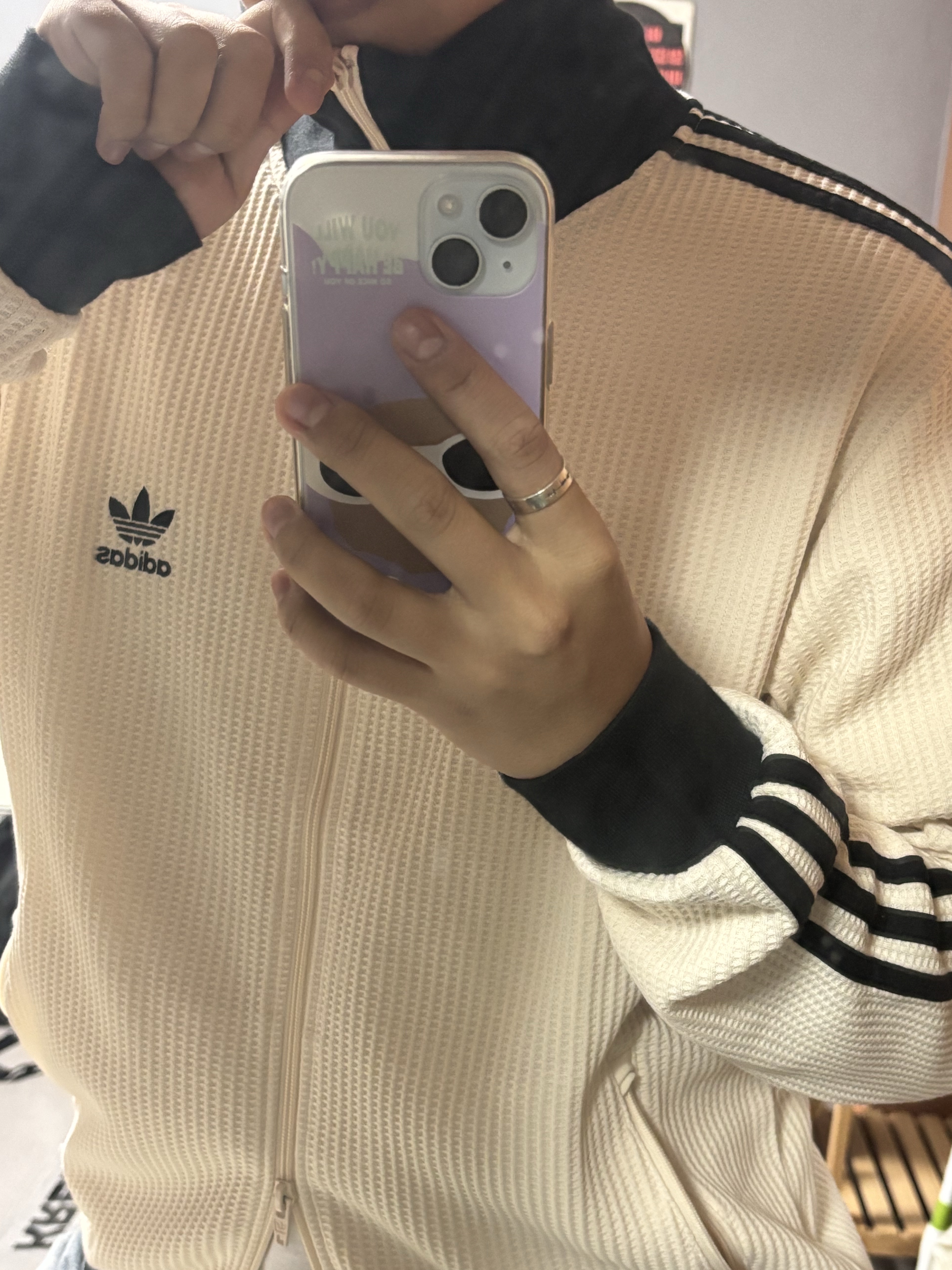 Adidas Waffle Beckenbauer Track Top Wonder White - KR Sizing 착용 스타일 - 3