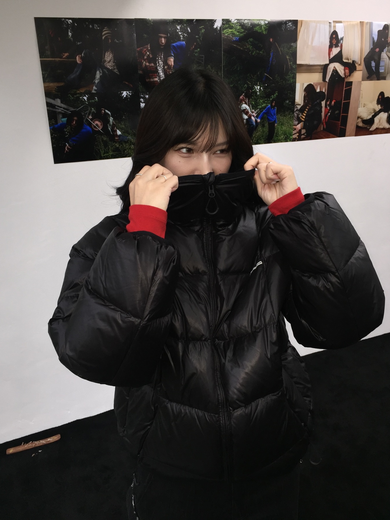 Thevinylhouse Hooded Duck Down Jacket Black, Thevinylhouse Hooded Duck Down Jacket Charcoal 착용 스타일