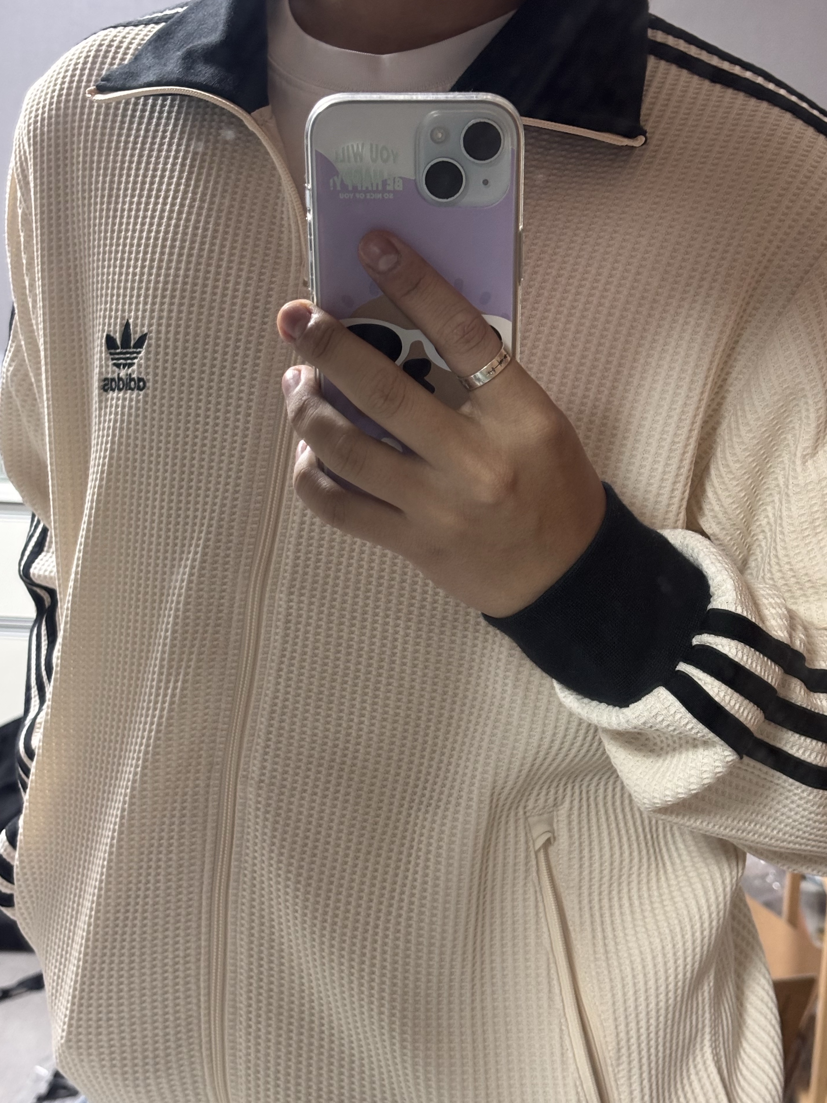 Adidas Waffle Beckenbauer Track Top Wonder White - KR Sizing 착용 스타일 - 2