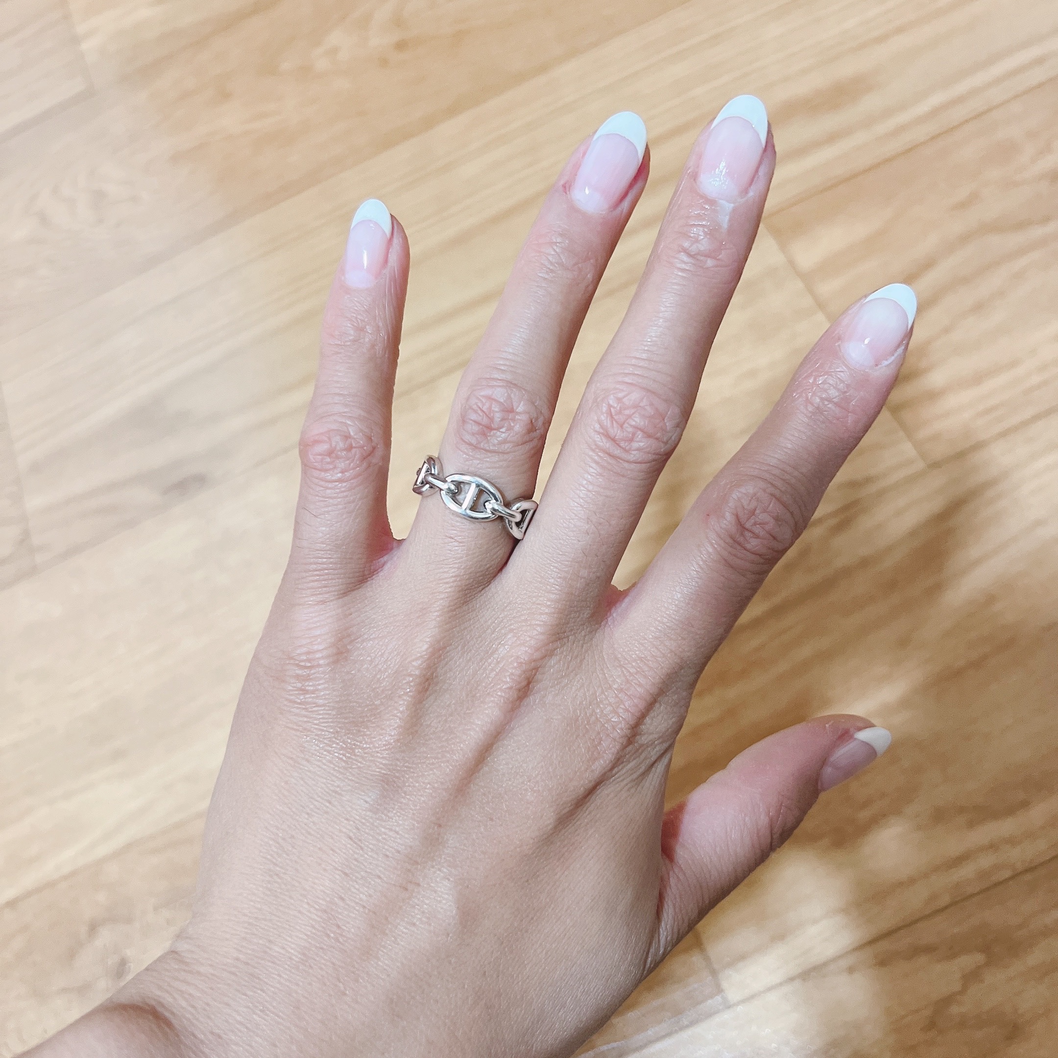 (W) Hermes Small Chaine D'Ancre Enchainee Ring Sterling Silver 착용 스타일