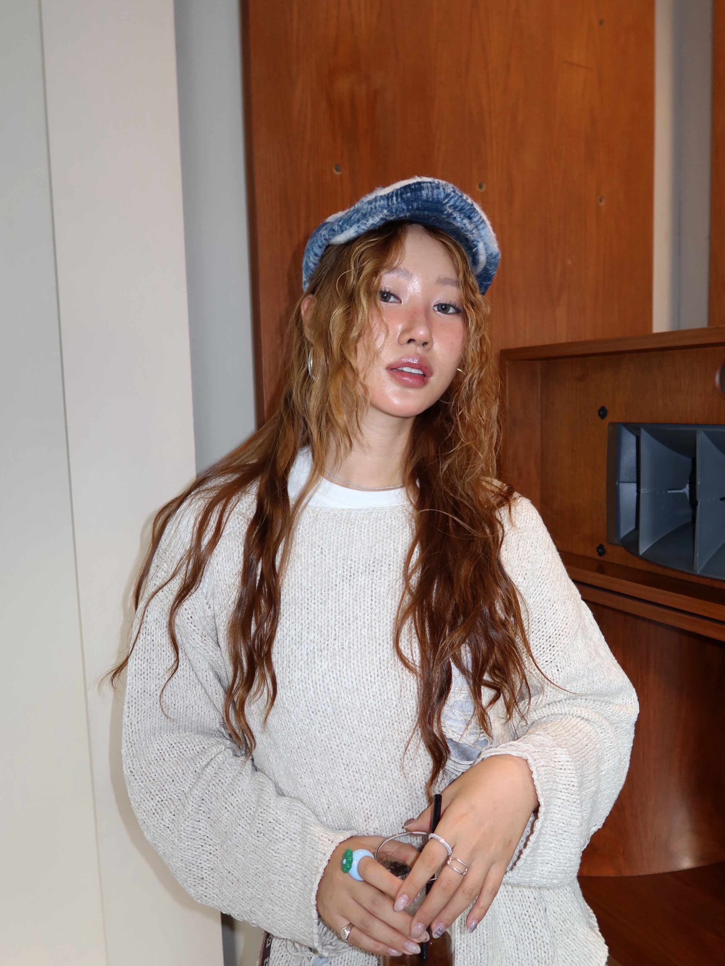 Allincomplete Tartan Check Hunting Cap Blue Check 착용 스타일 - 3
